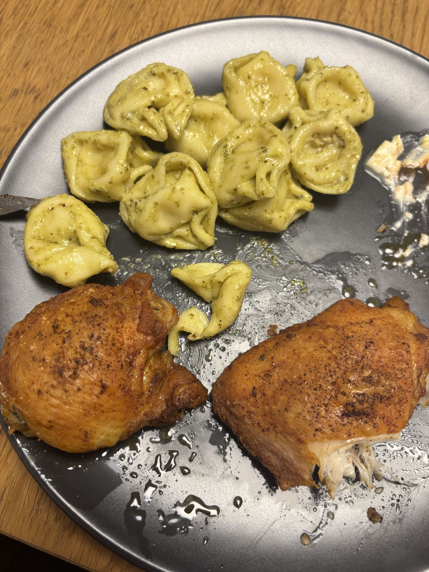Chicken Thighs with Pesto Tortellini
