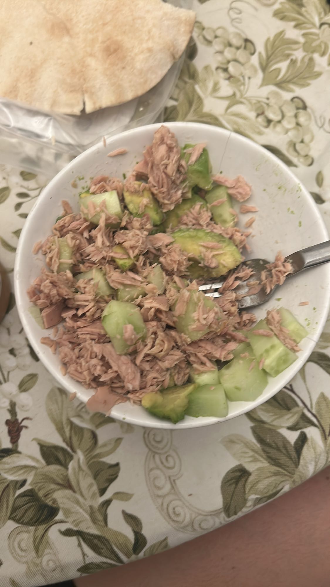 Tuna cucumber pita bowl