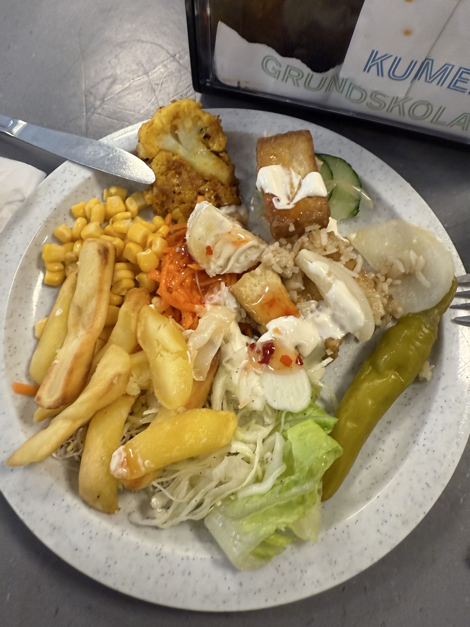 Skolmat med tofu och pommes