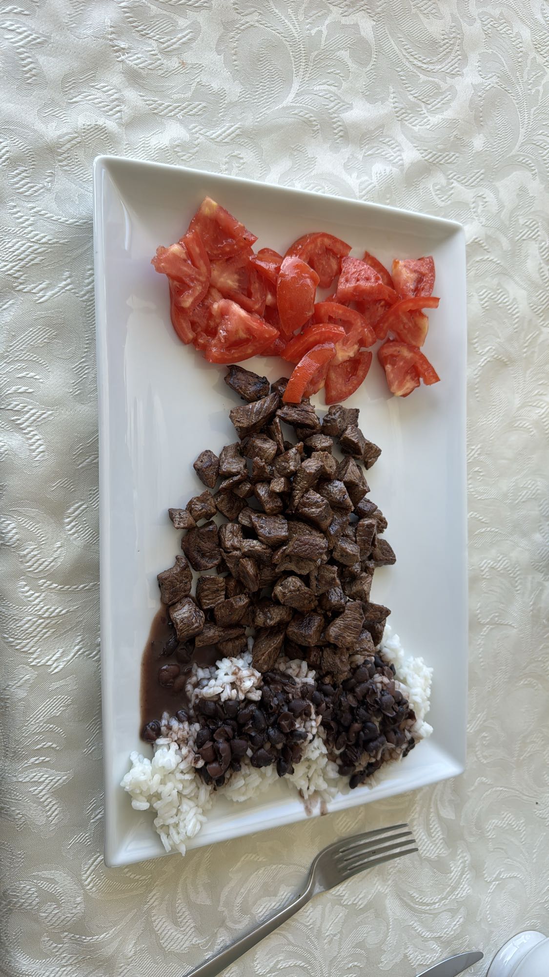 Carne con arroz y tomate