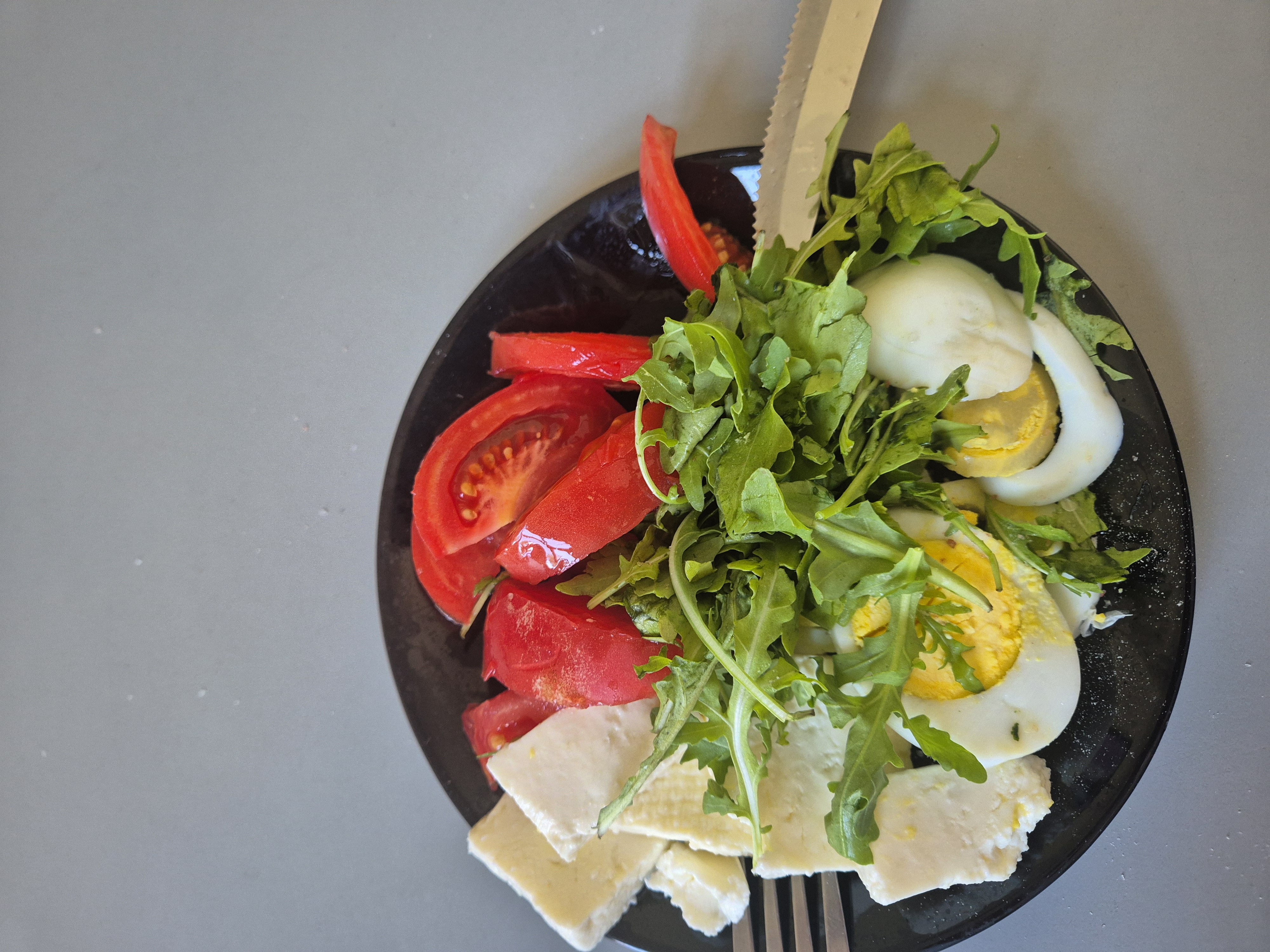 Egg, cheese, tomato salad