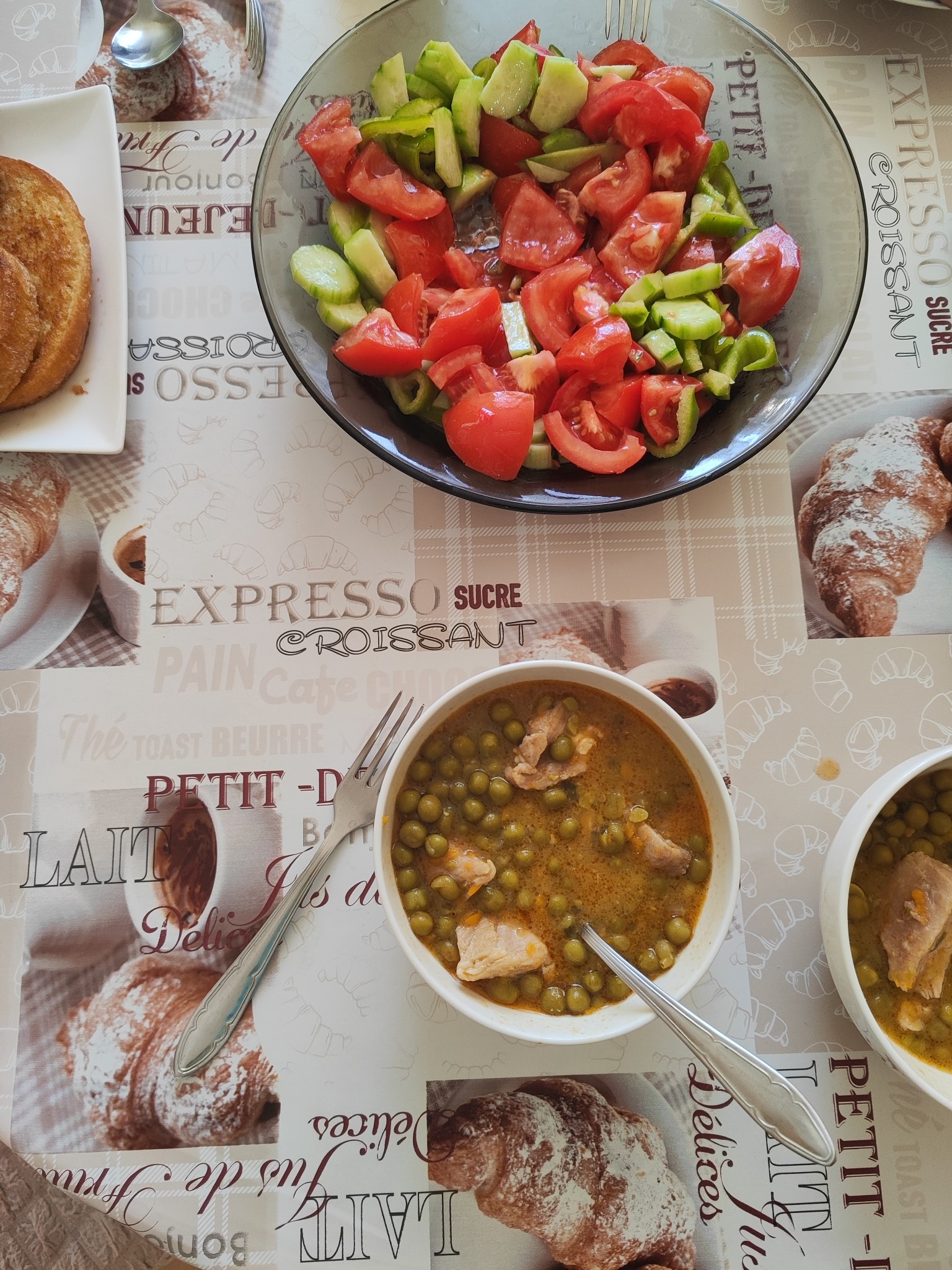 Pork stew with salad