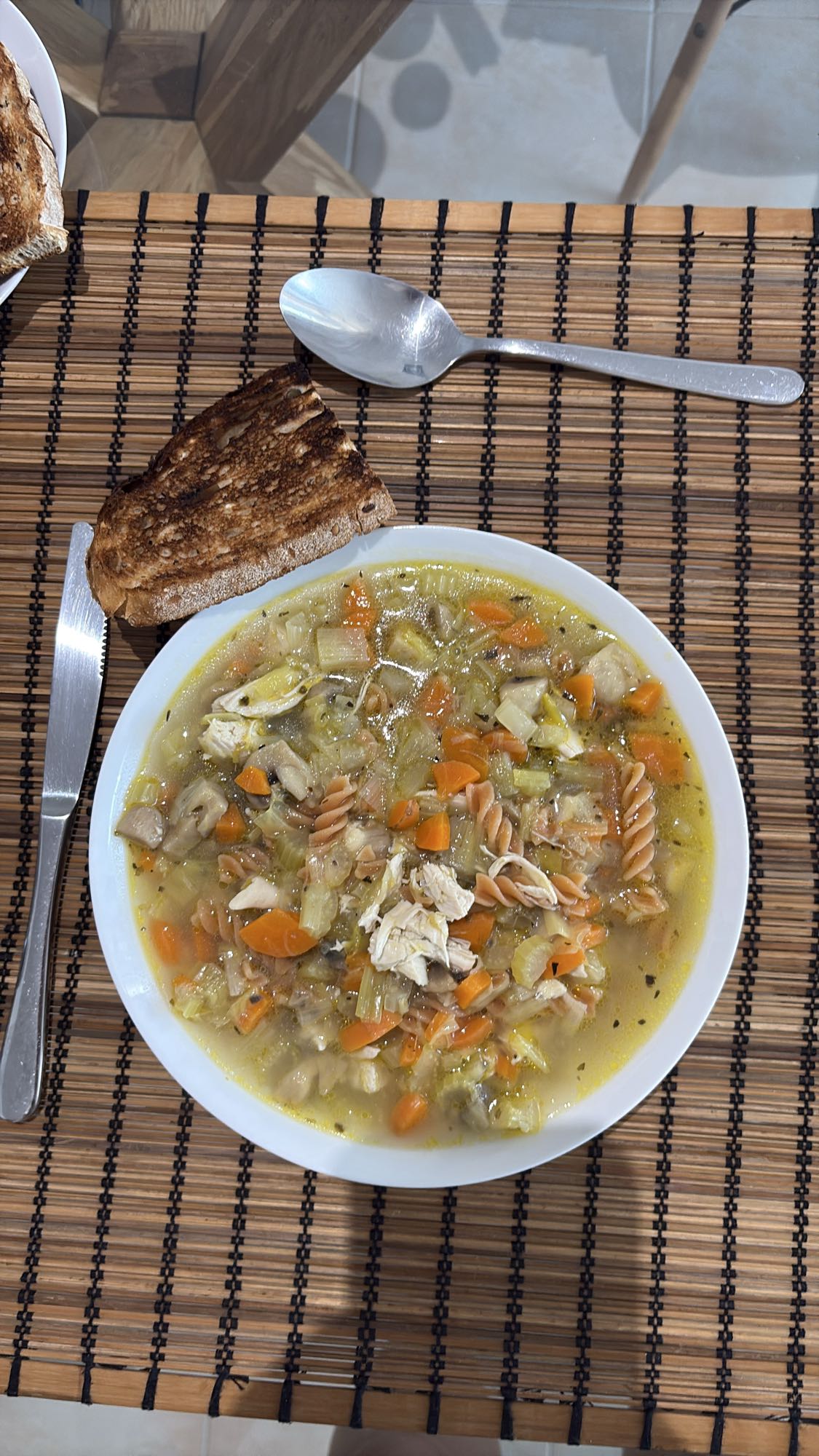 Chicken veggie lentil pasta soup