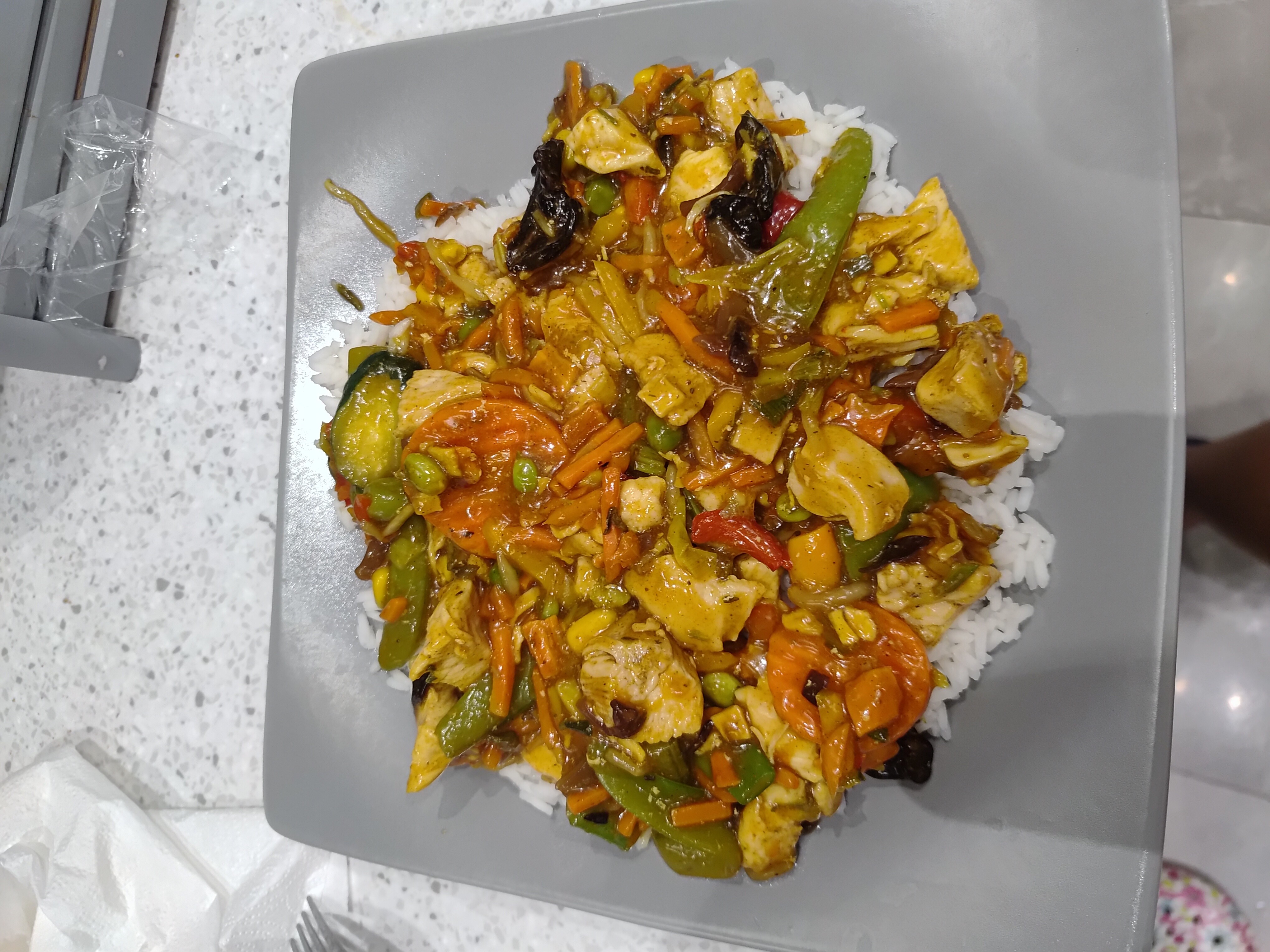 Chicken stir-fry with rice