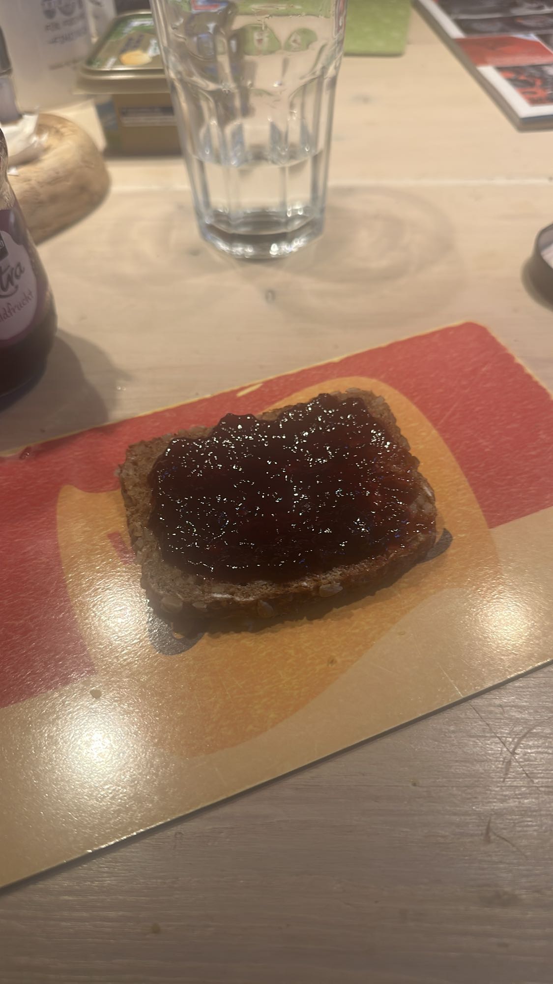 Jam on whole grain bread