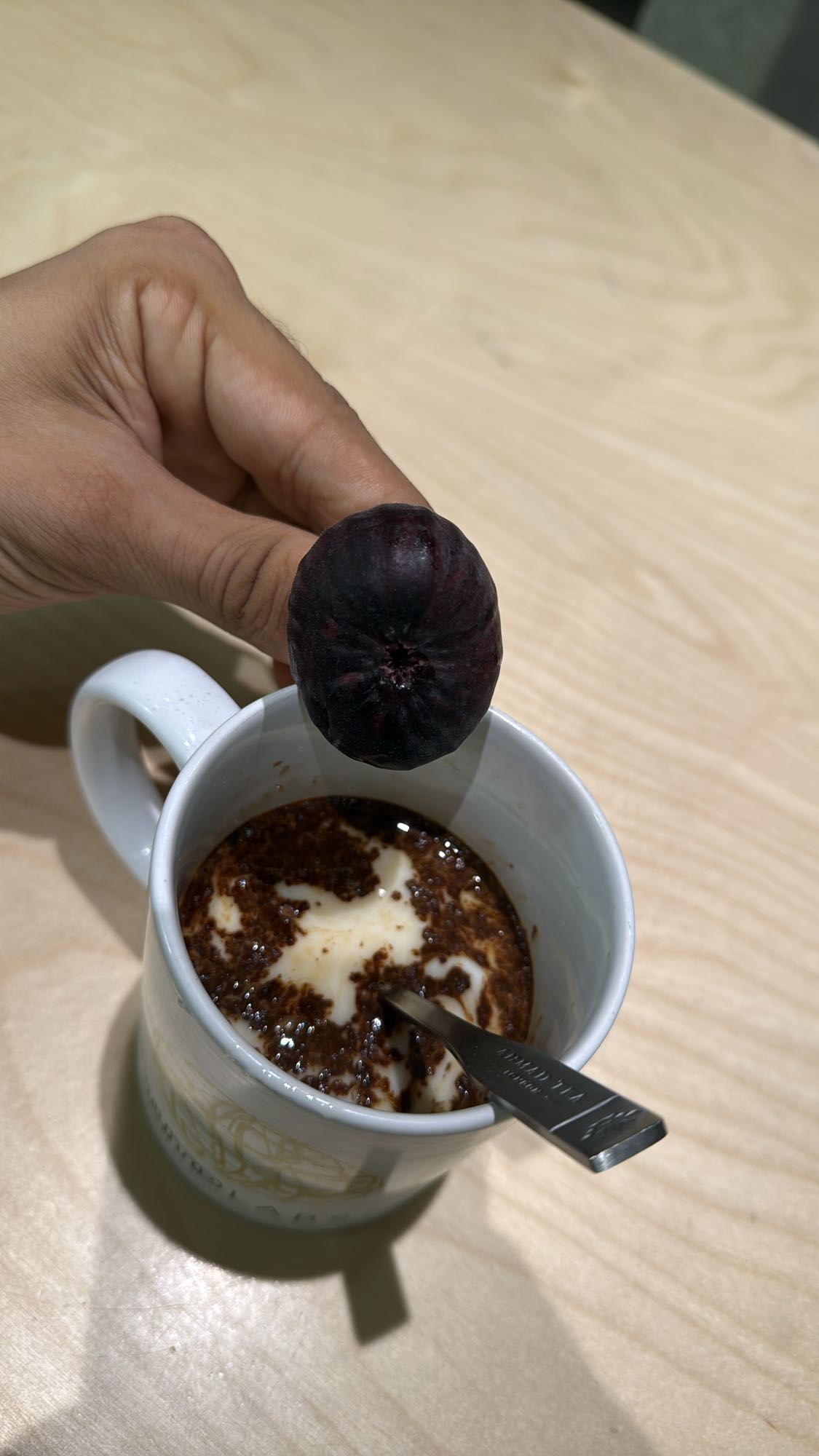 Oat milk coffee cup with figs