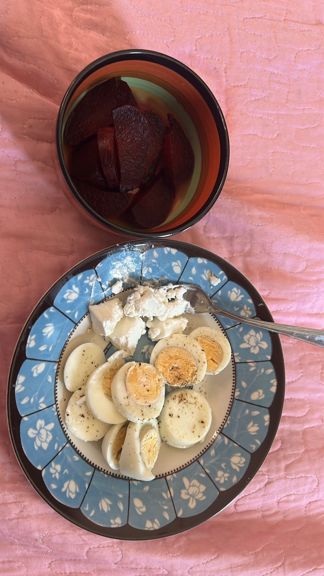 Eggs, cheese, and beets
