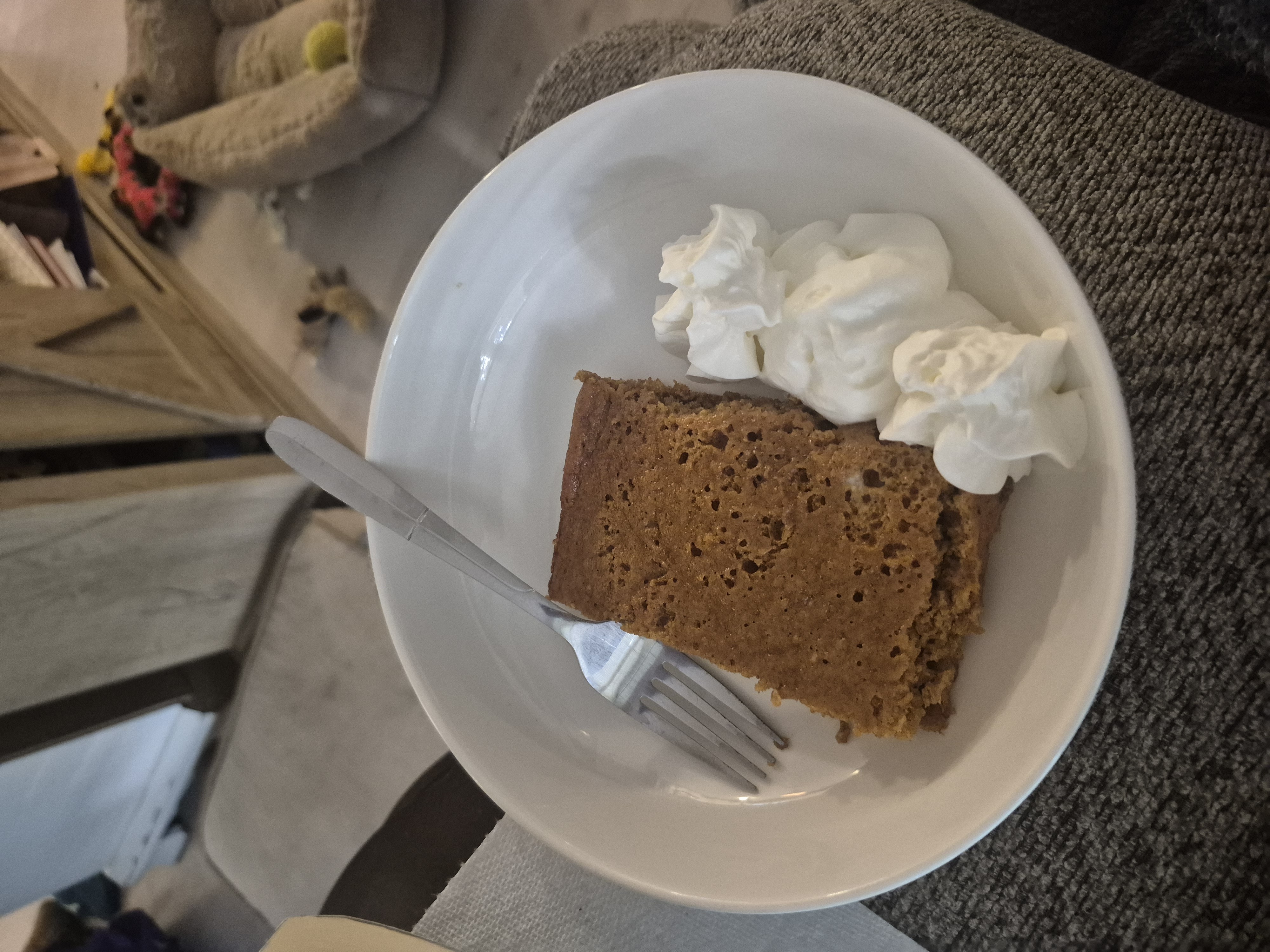 Pumpkin cake with whipped cream