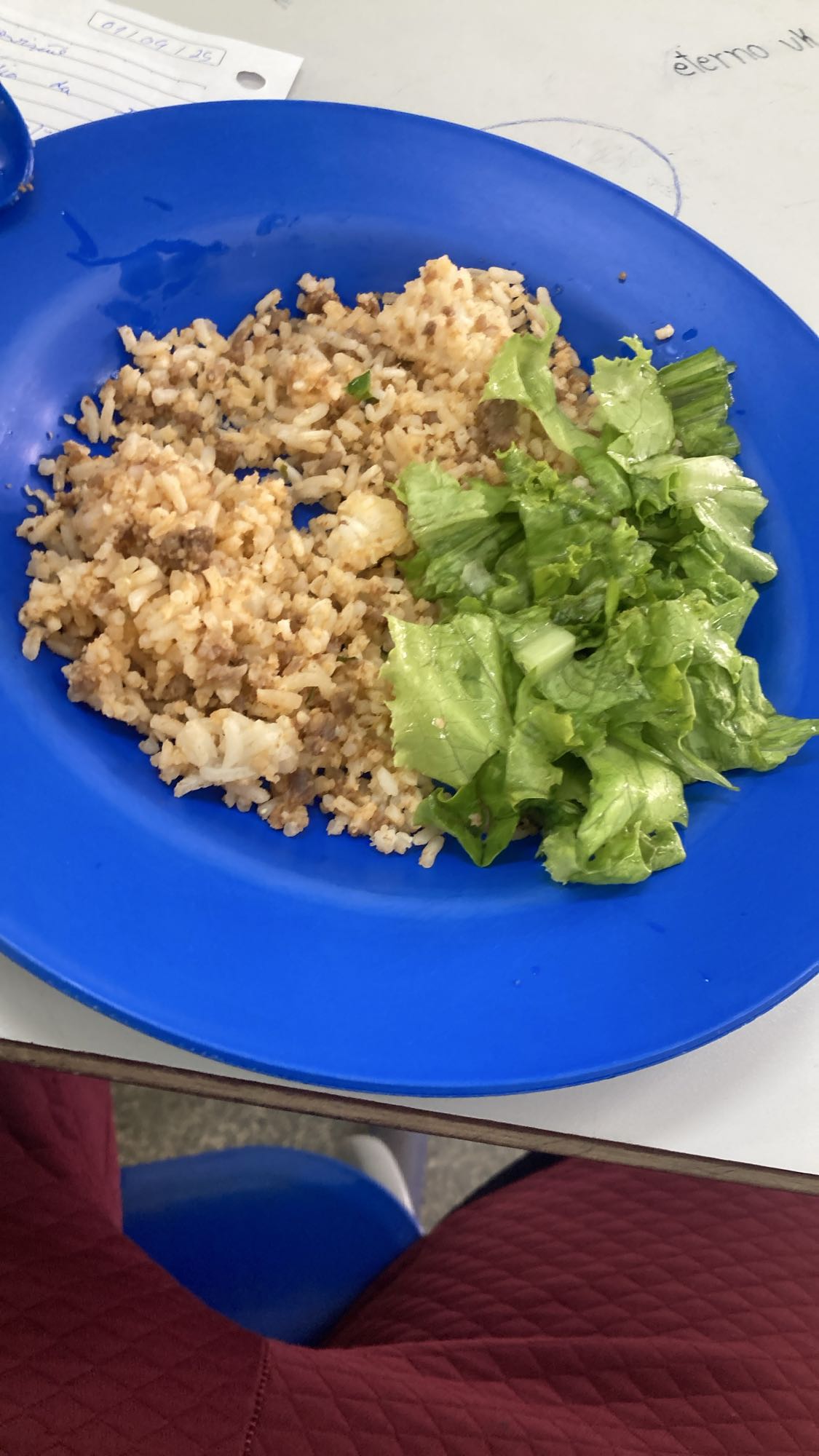 Arroz com carne e alface