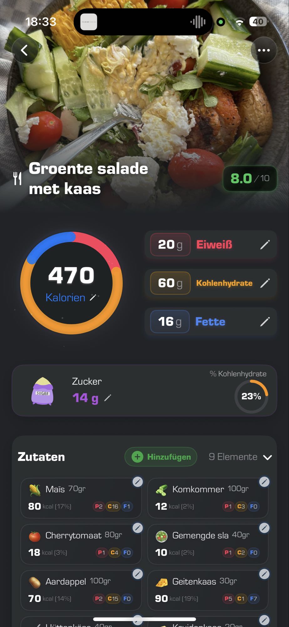 Groente salade met kaas