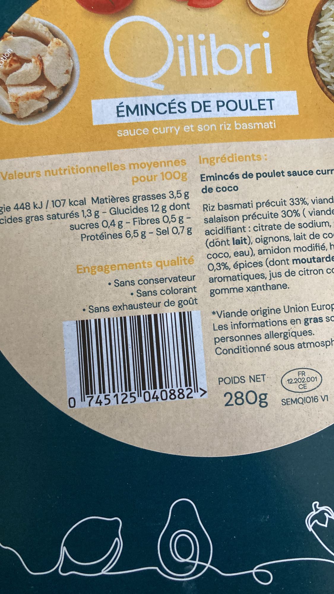 Émincés de poulet curry riz