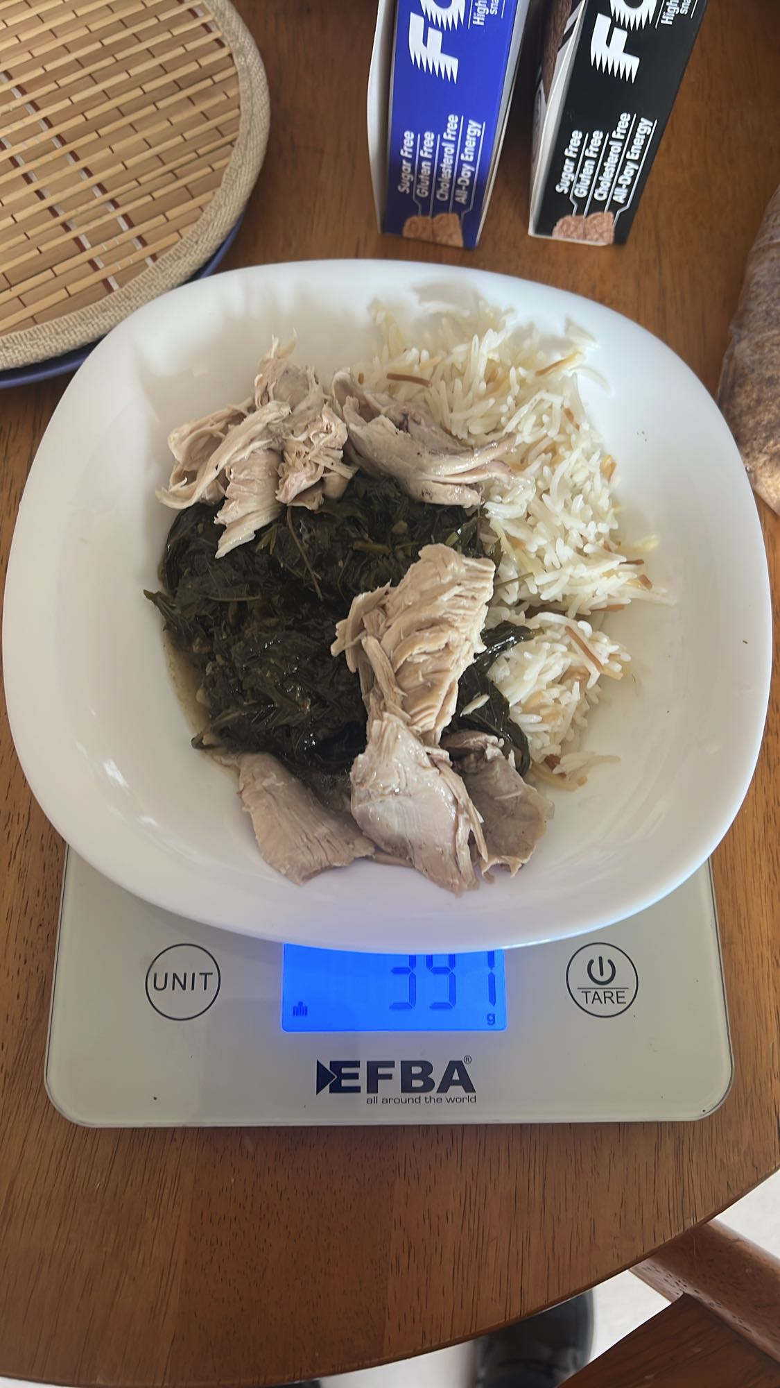 Chicken rice with greens