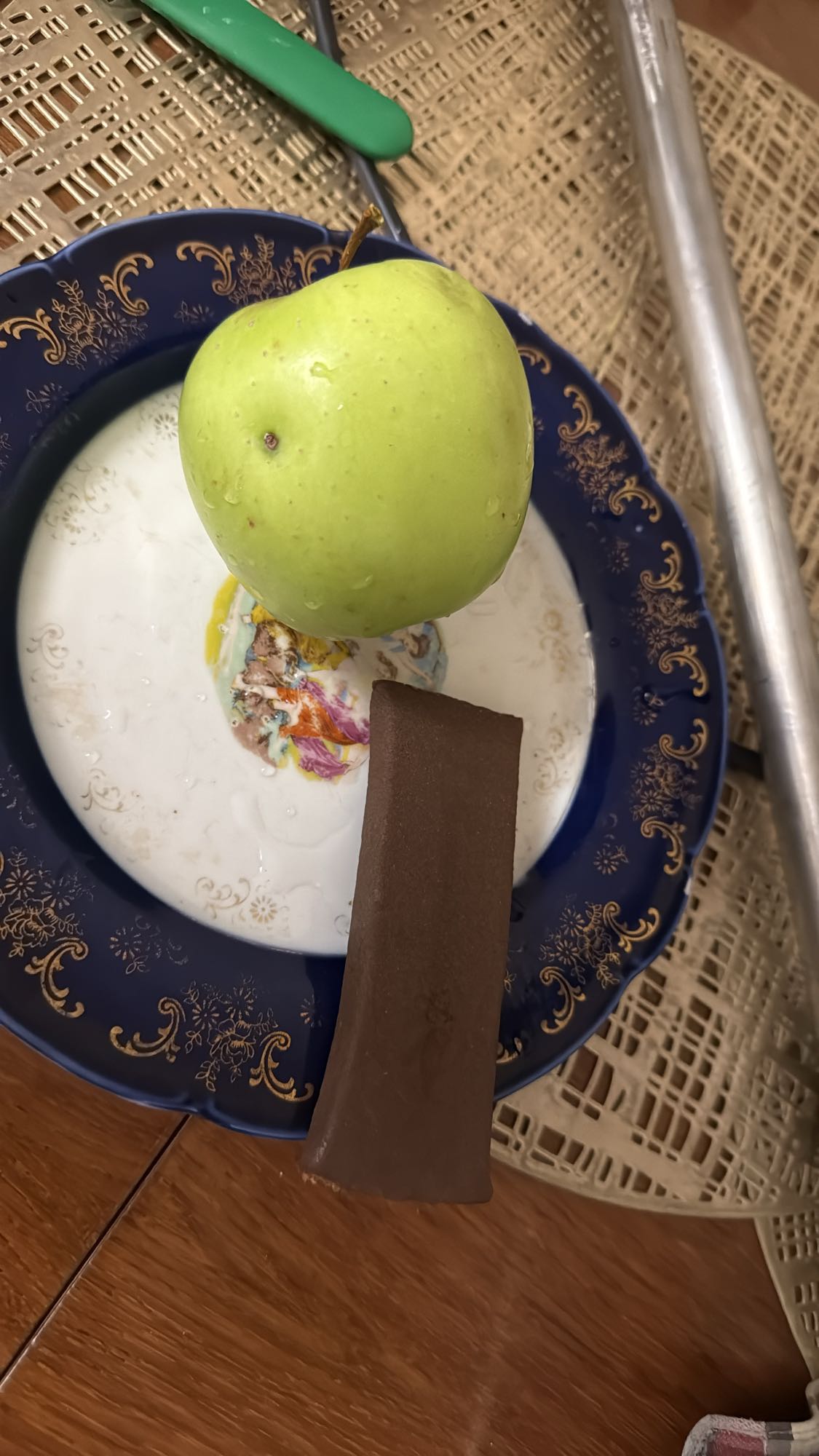 Apple and chocolate bar