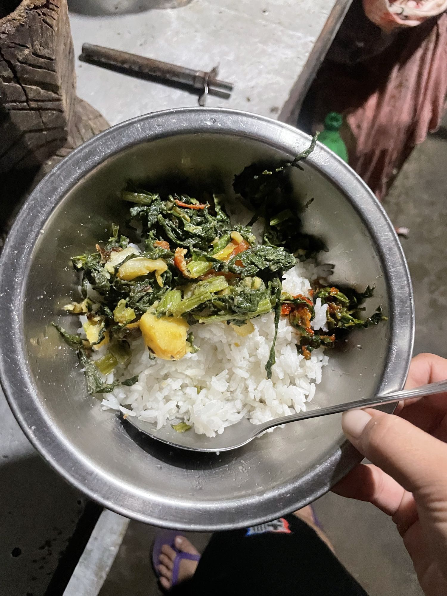 Rice with greens & potato