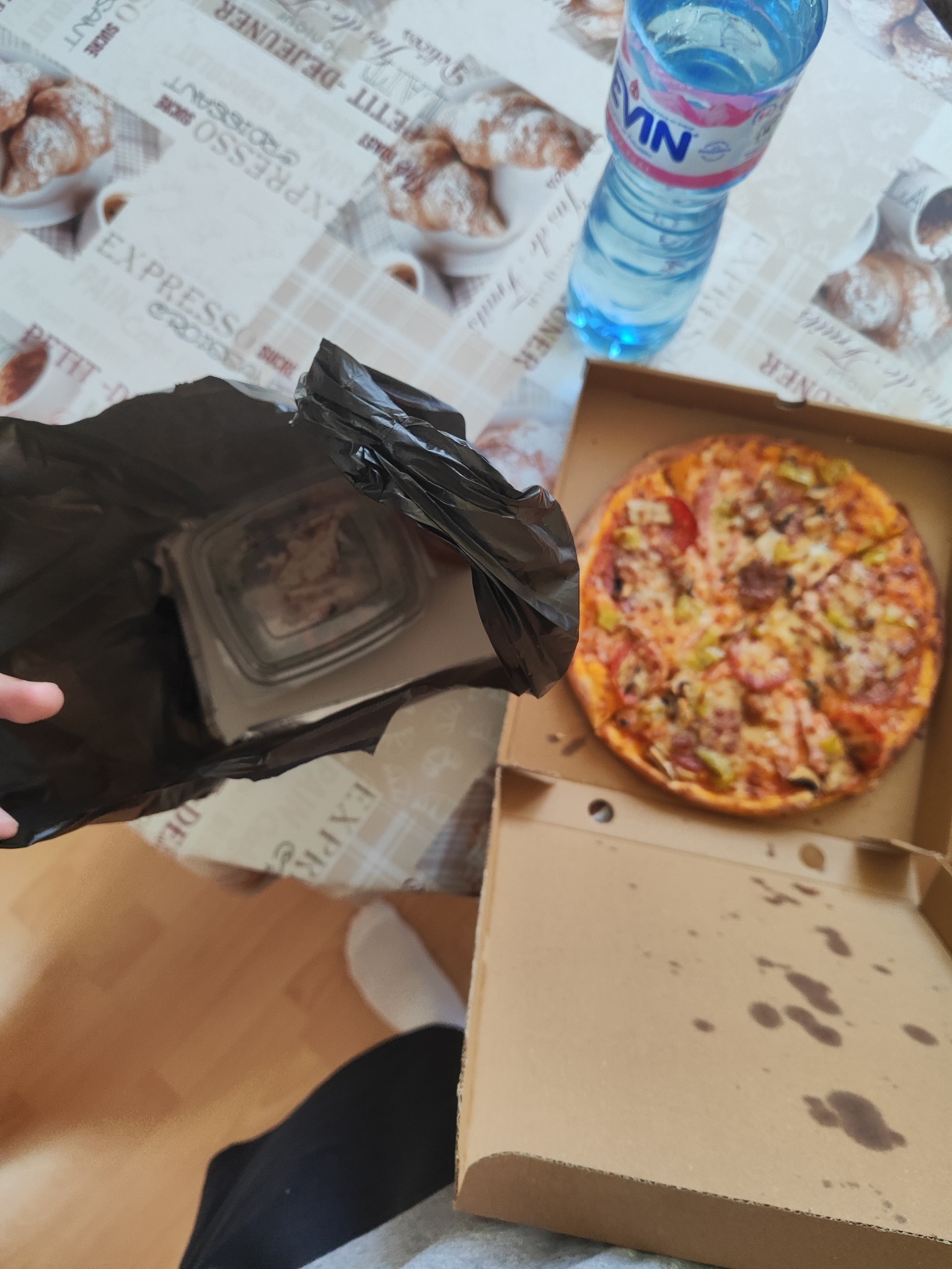 Mixed Meat Pizza & Water