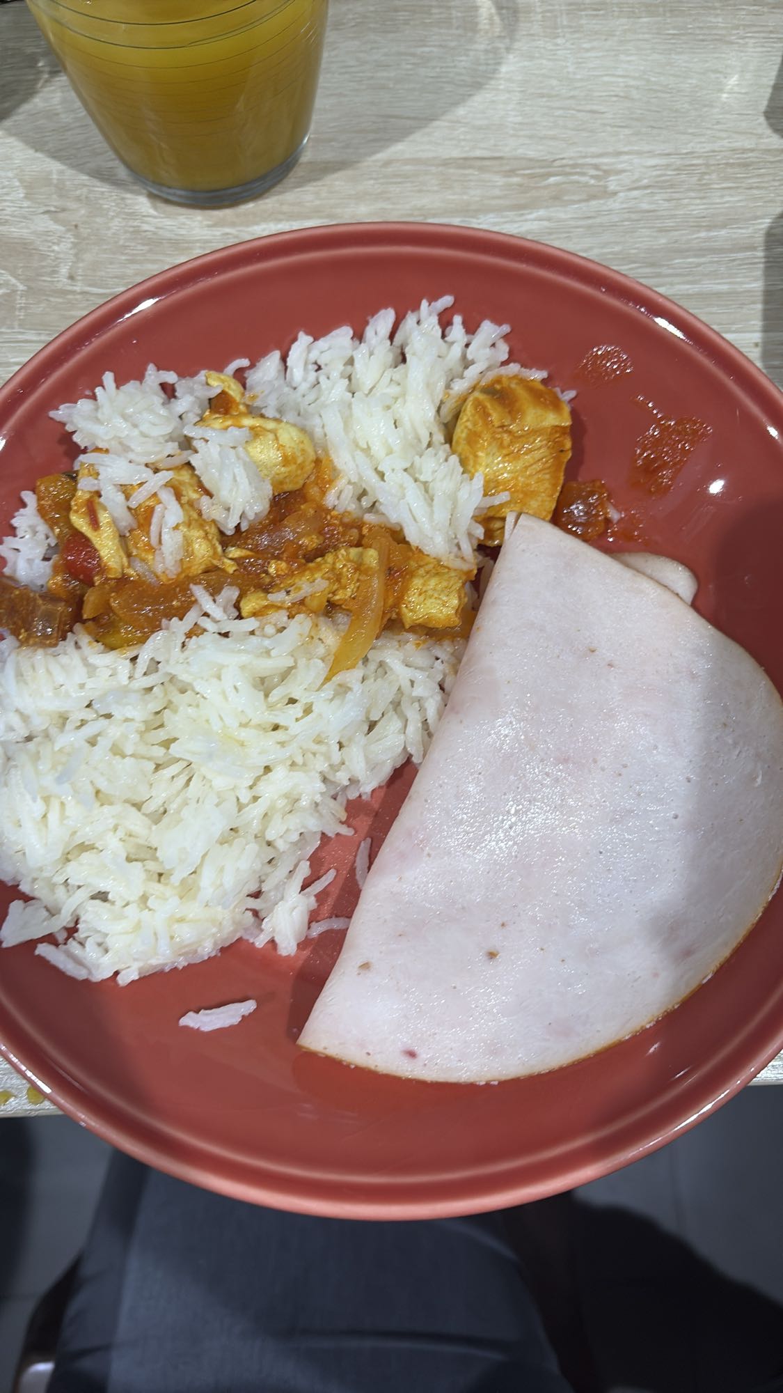 Riz, poulet, jambon
