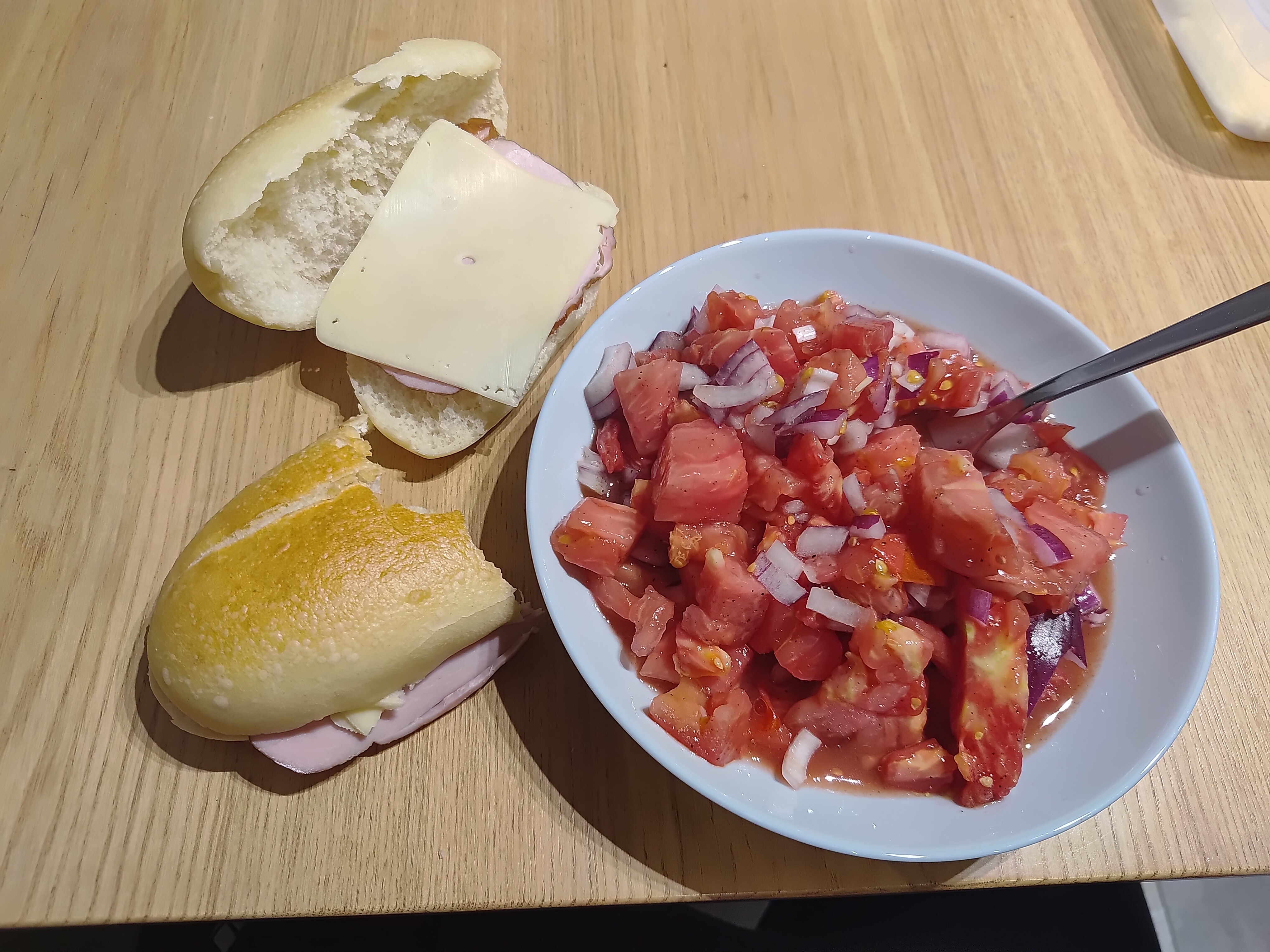 Ham Sandwich & Tomato Salad