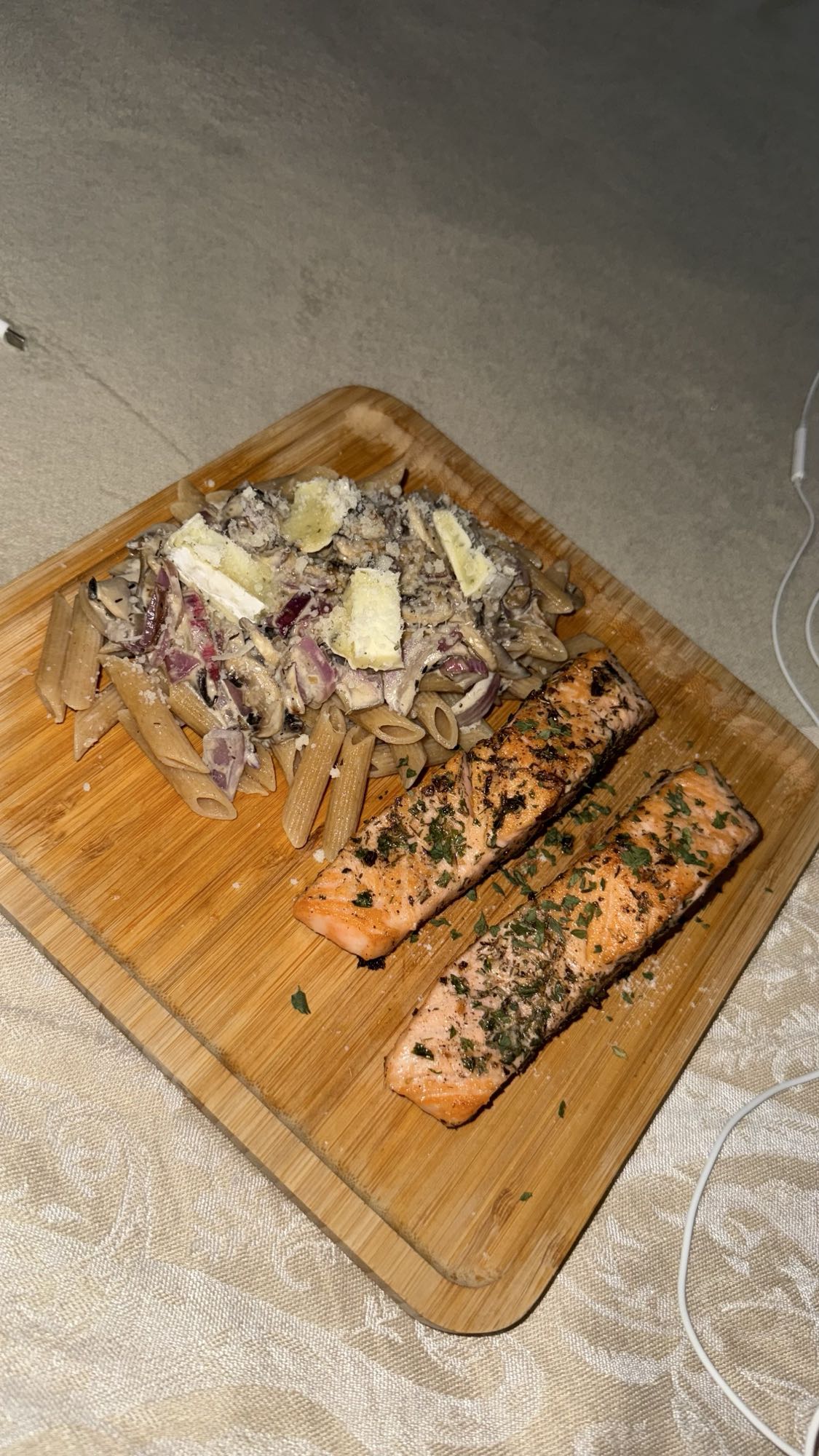 Pâtes au saumon grillé