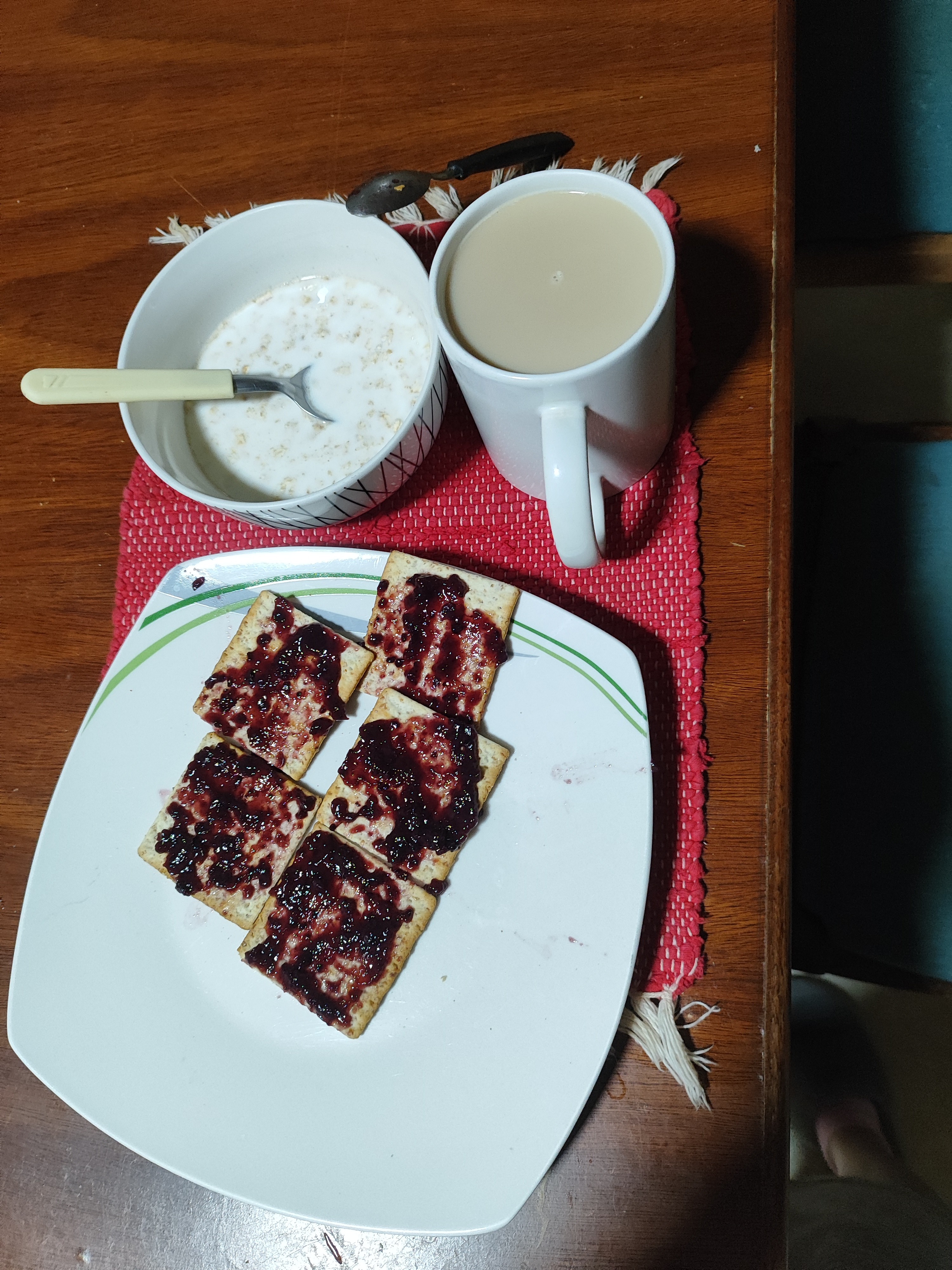 Desayuno con galletas y avena