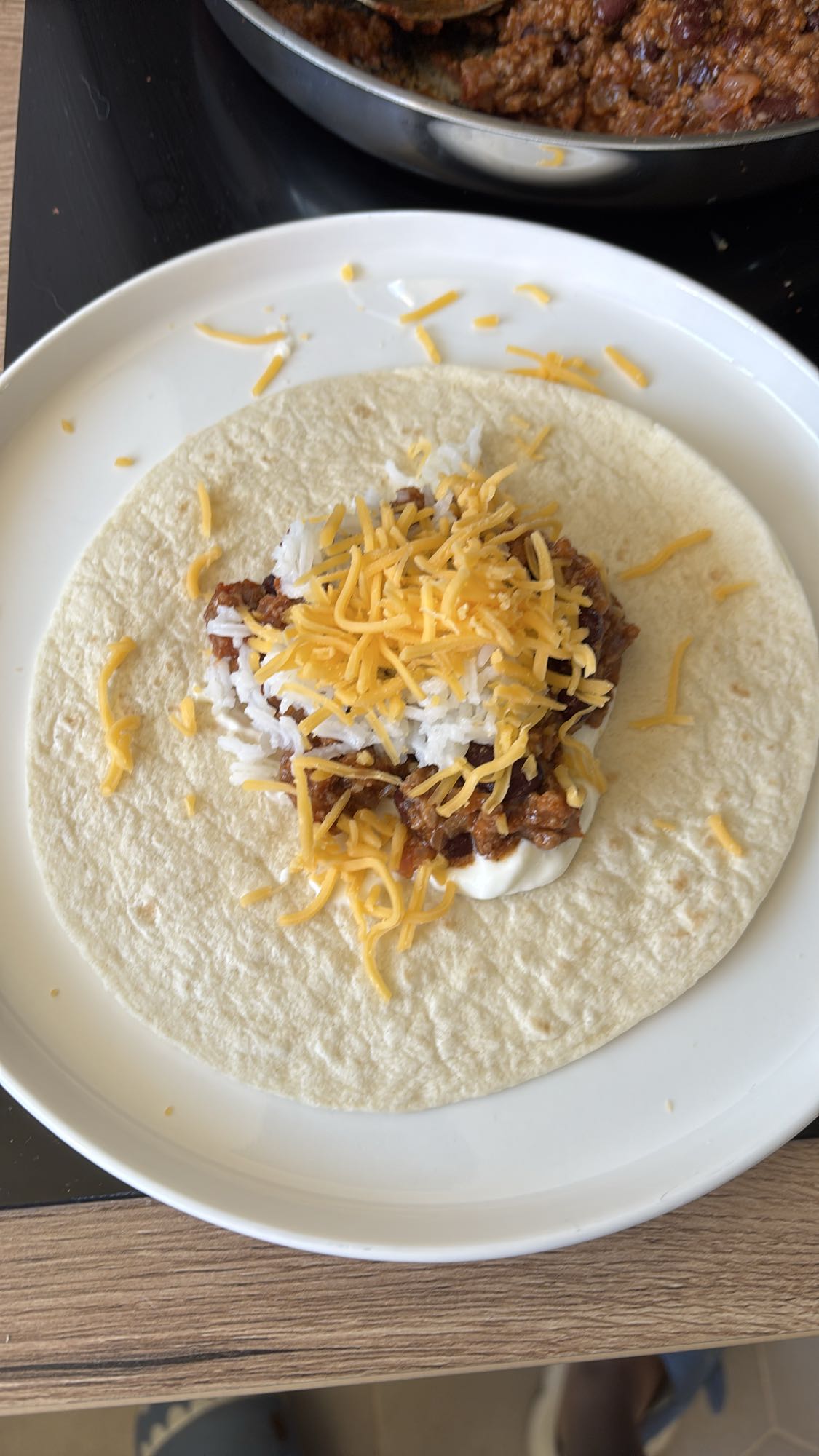 Tortilla au bœuf et riz