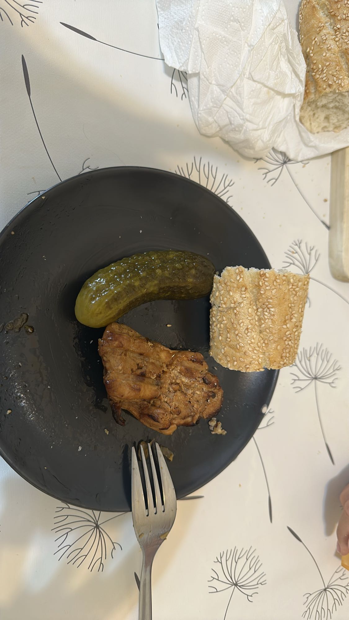 Chicken, bread, pickle plate