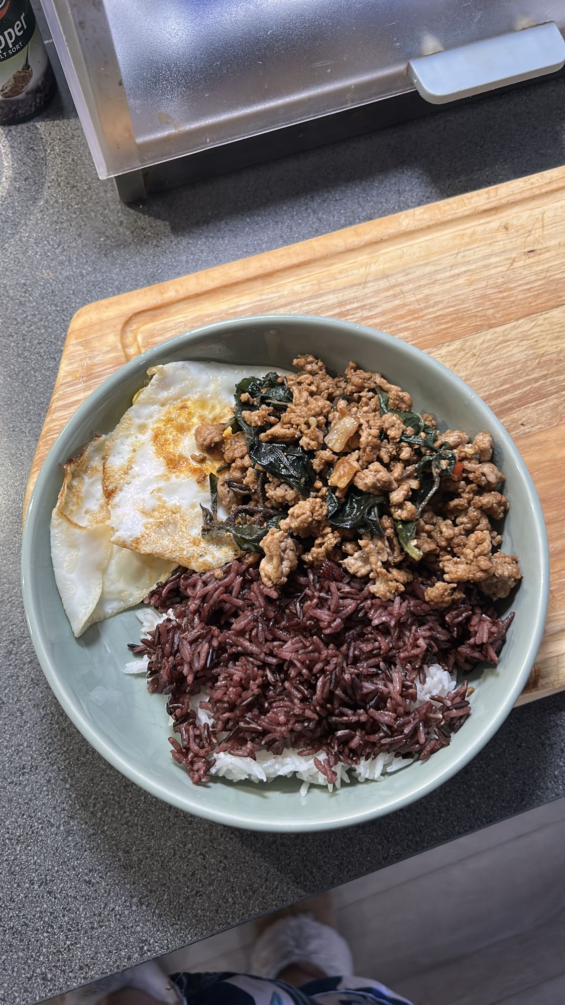 Ris med kjøtt og egg