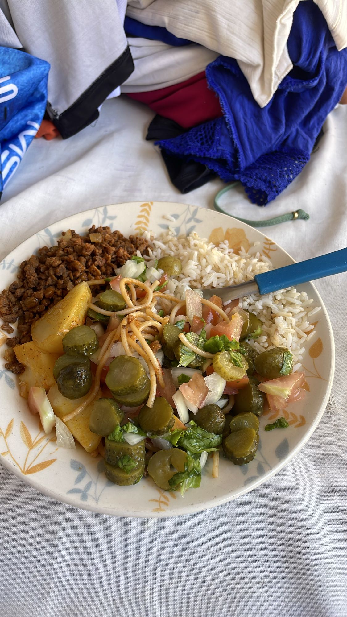 Prato variado com arroz