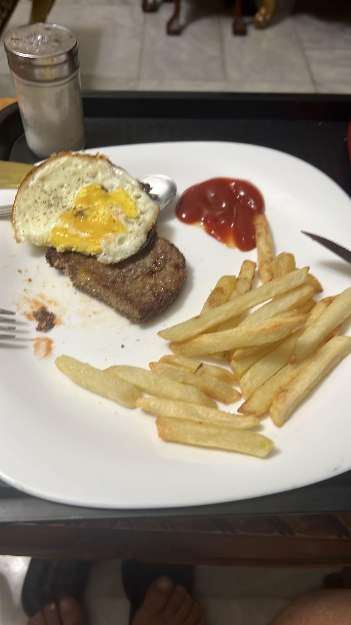 Burger steak with fries