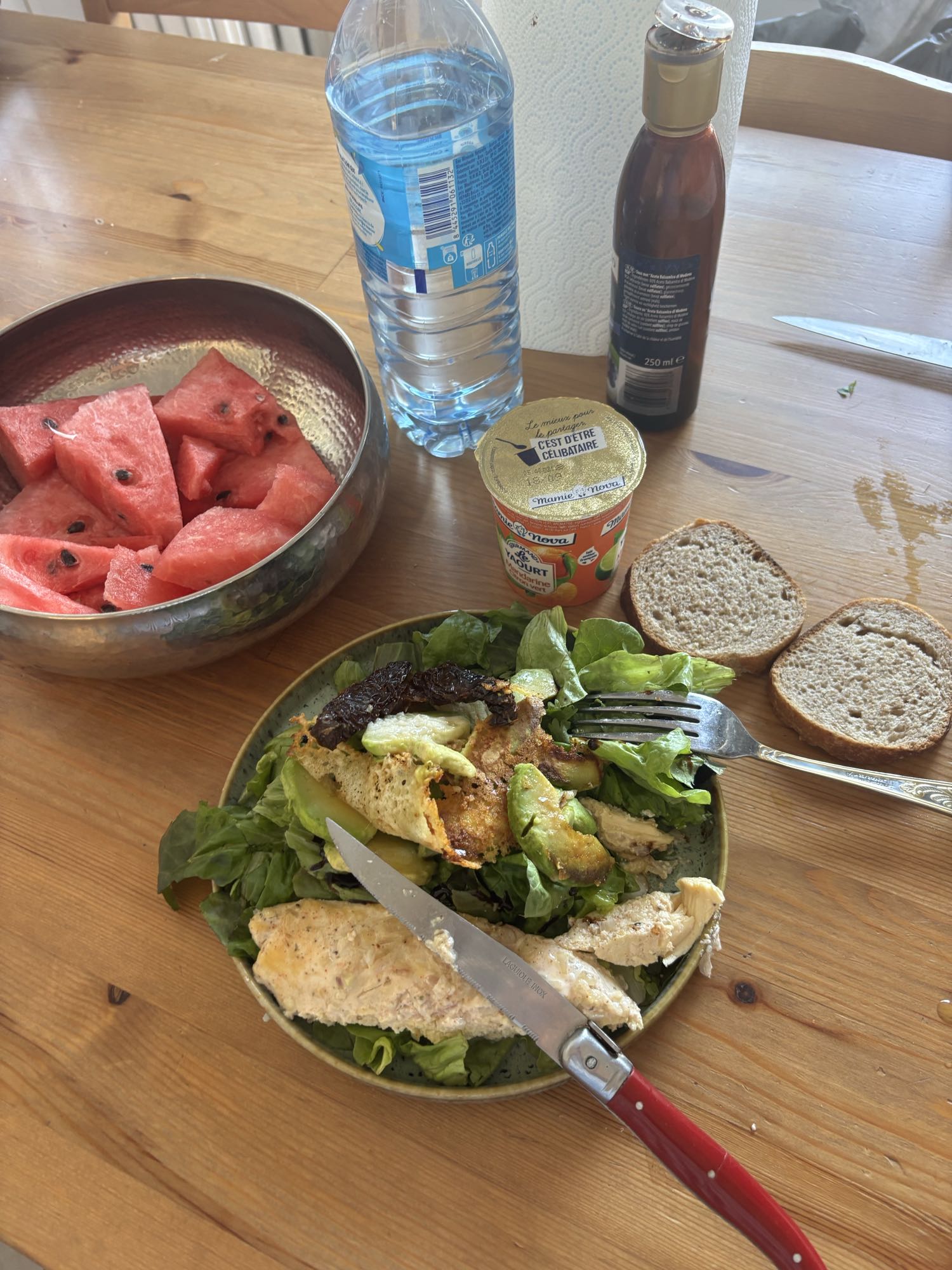 Salade poulet et pastèque