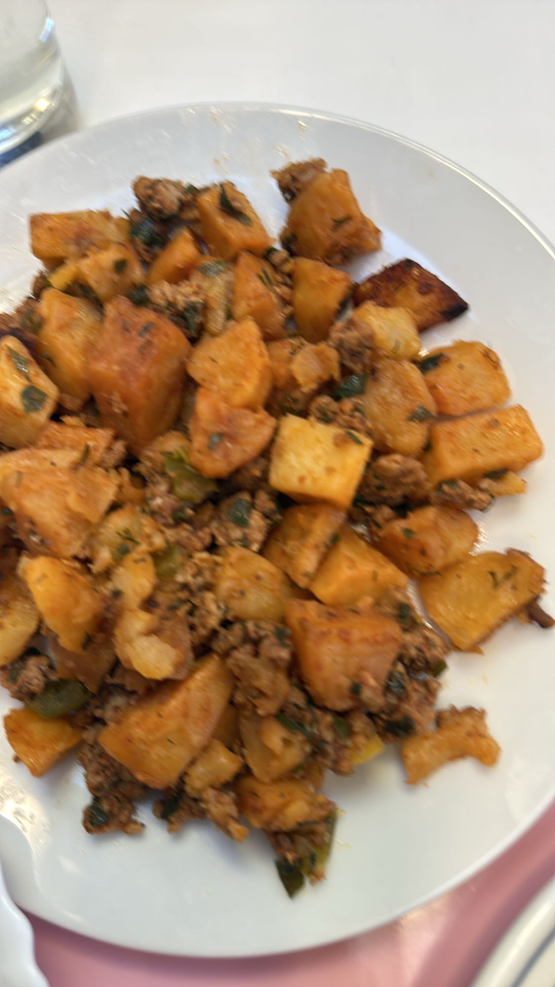 Søtpotet og kjøttdeigblanding