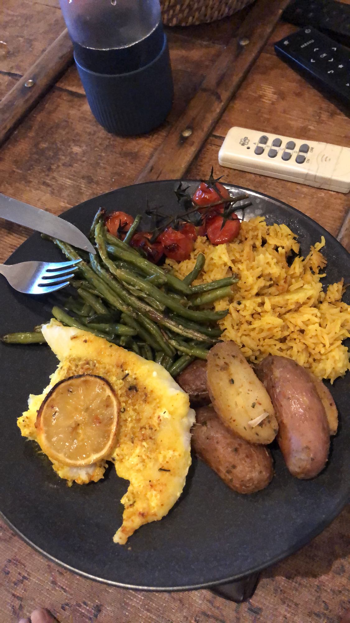 Poisson et légumes grillés