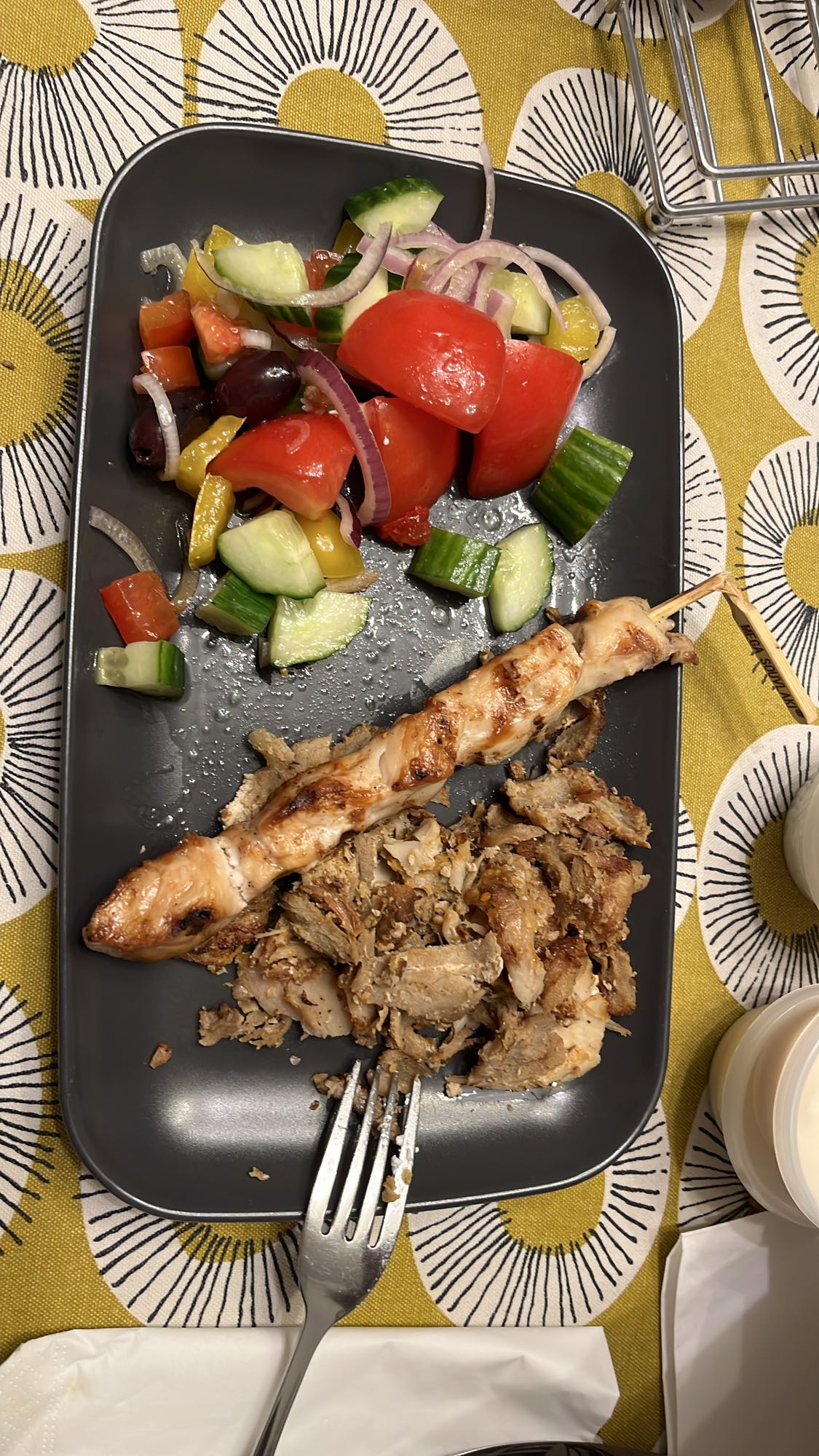 Chicken gyro with Greek salad