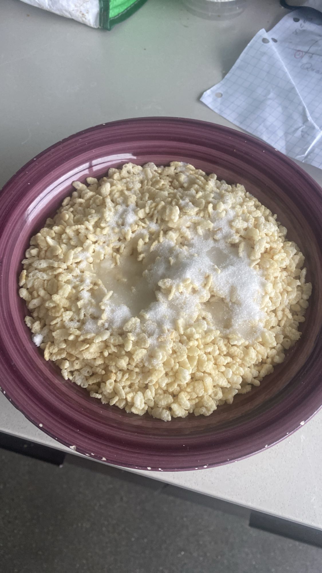 Rice cereal with sugar