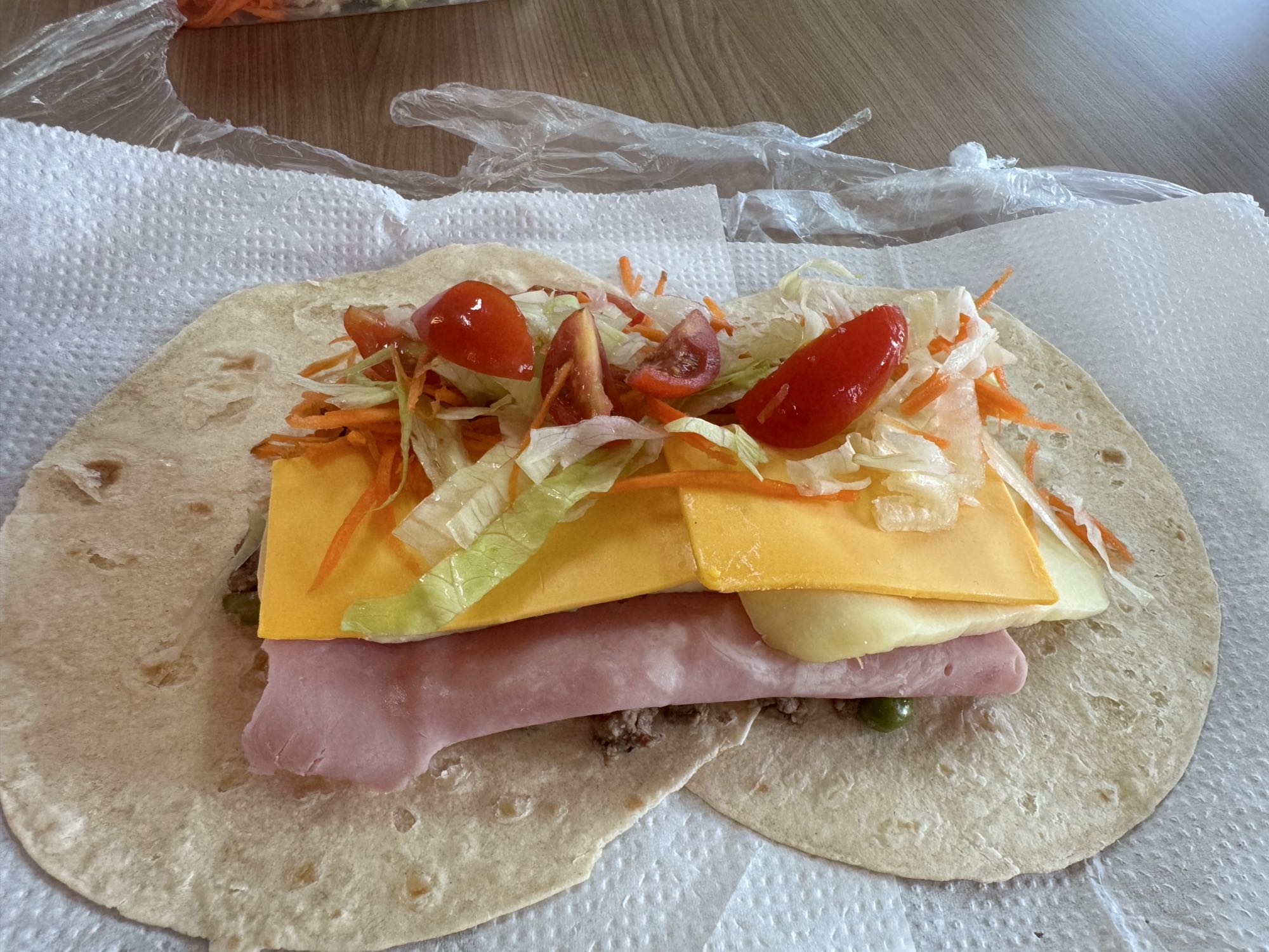 Wrap de presunto e queijo