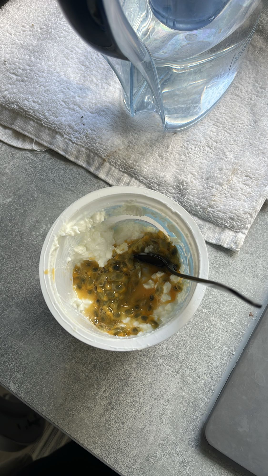 Cottage cheese with passion fruit