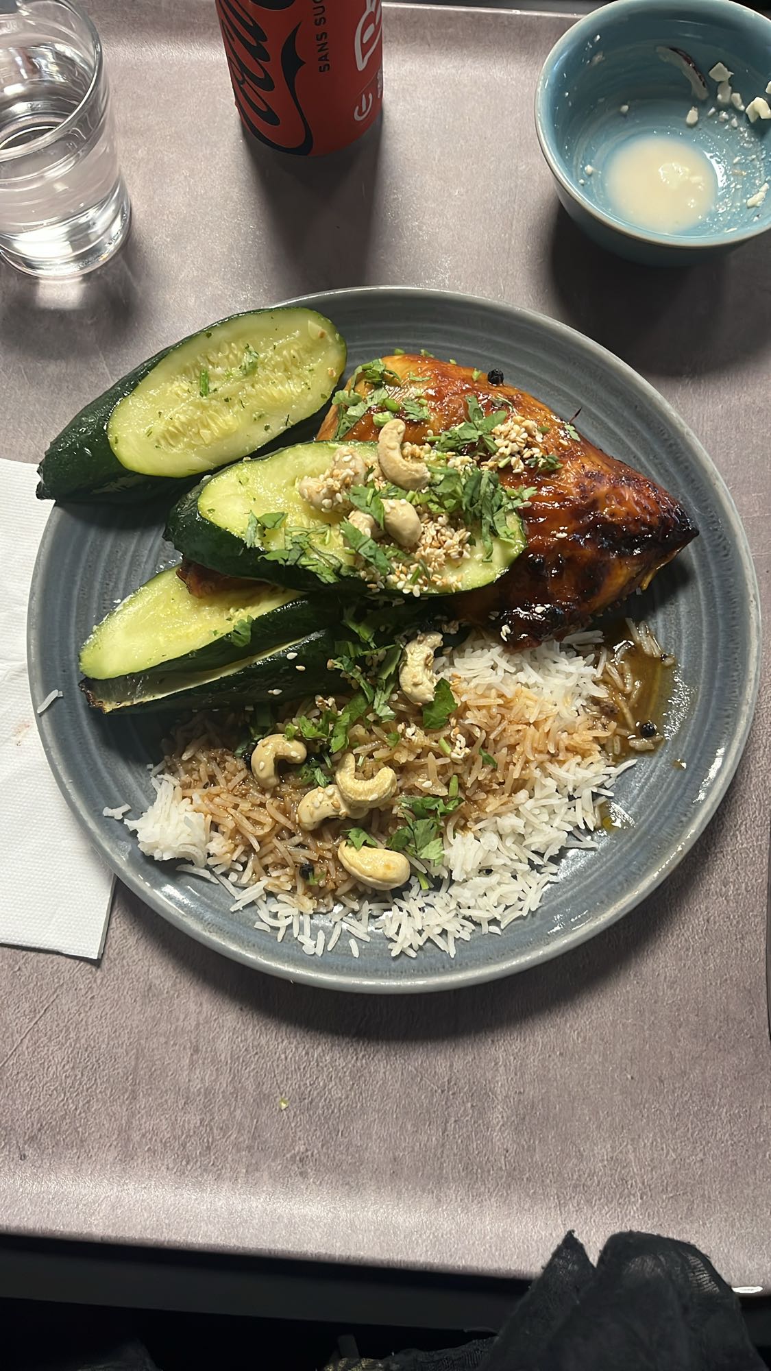 Saumon, riz et courgettes