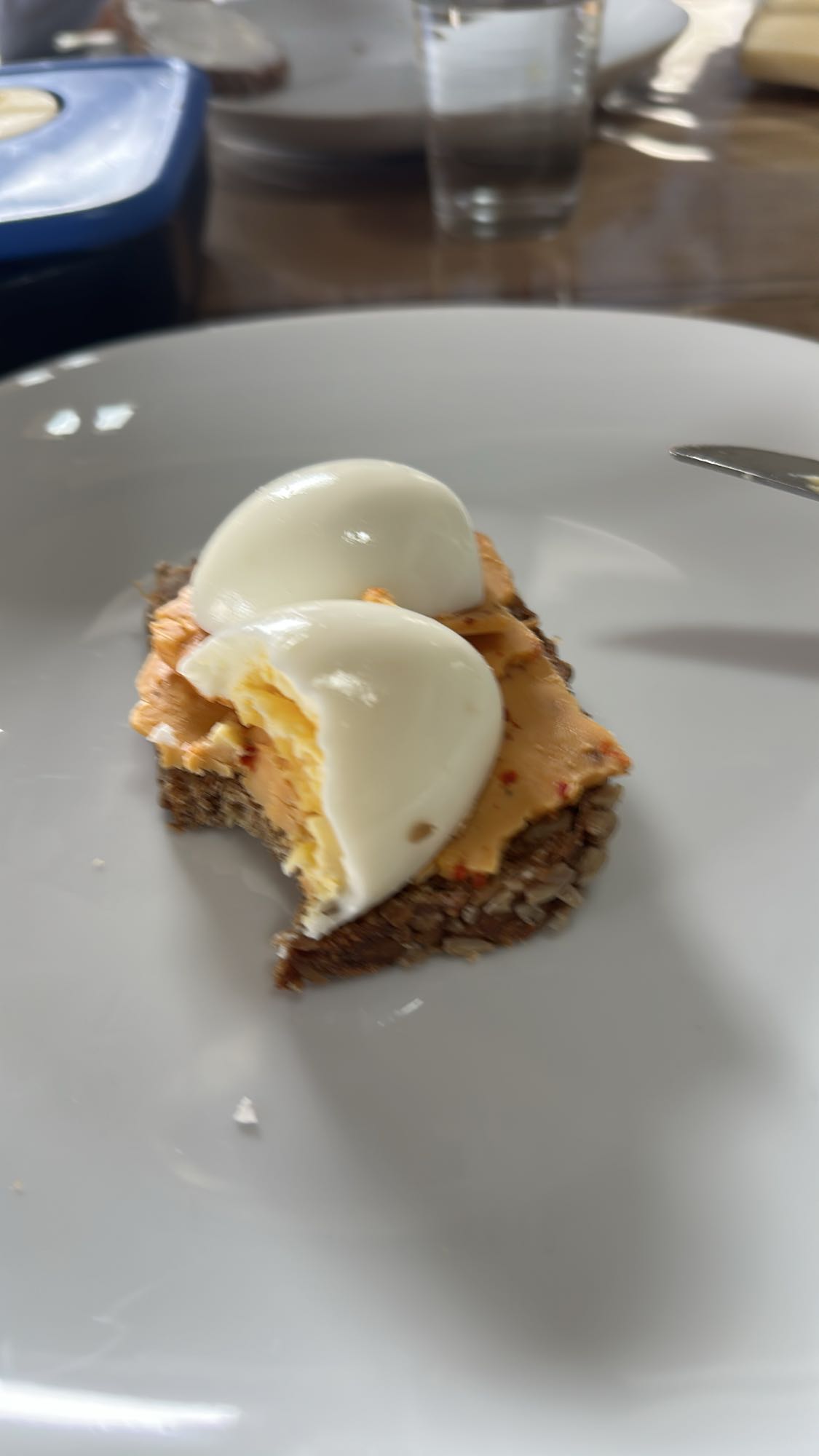 Egg cheese rye bread snack