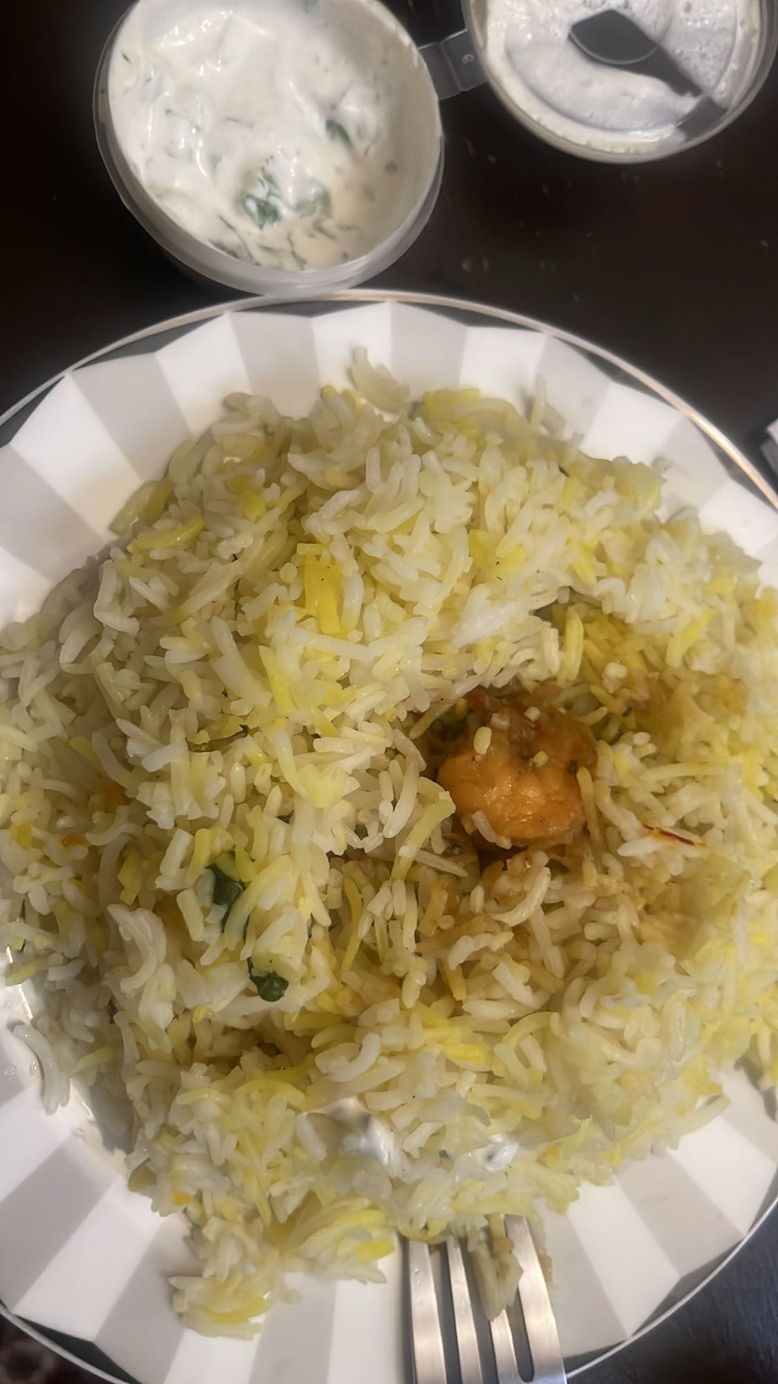 Chicken biryani with raita