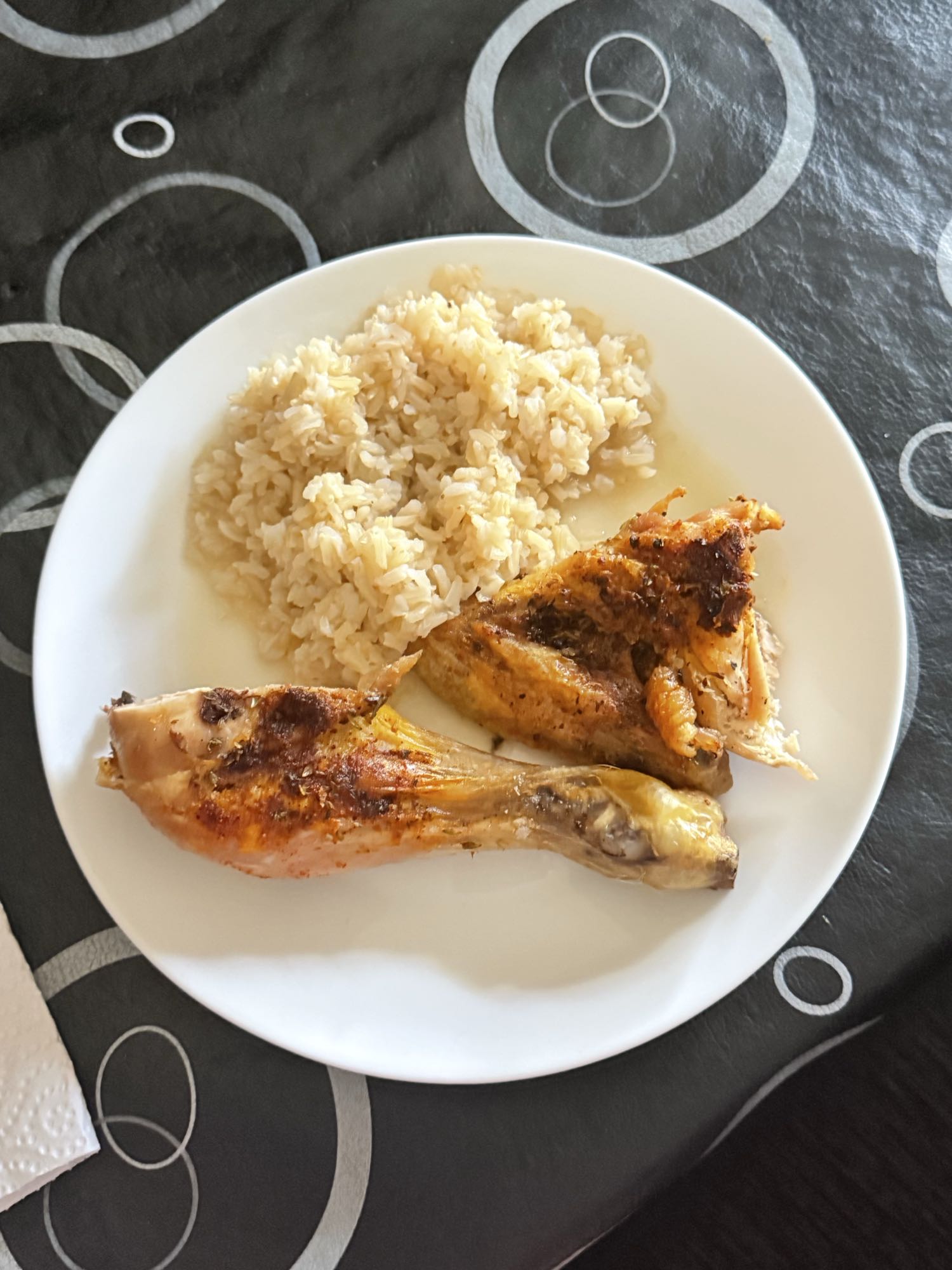 Pollo asado con arroz
