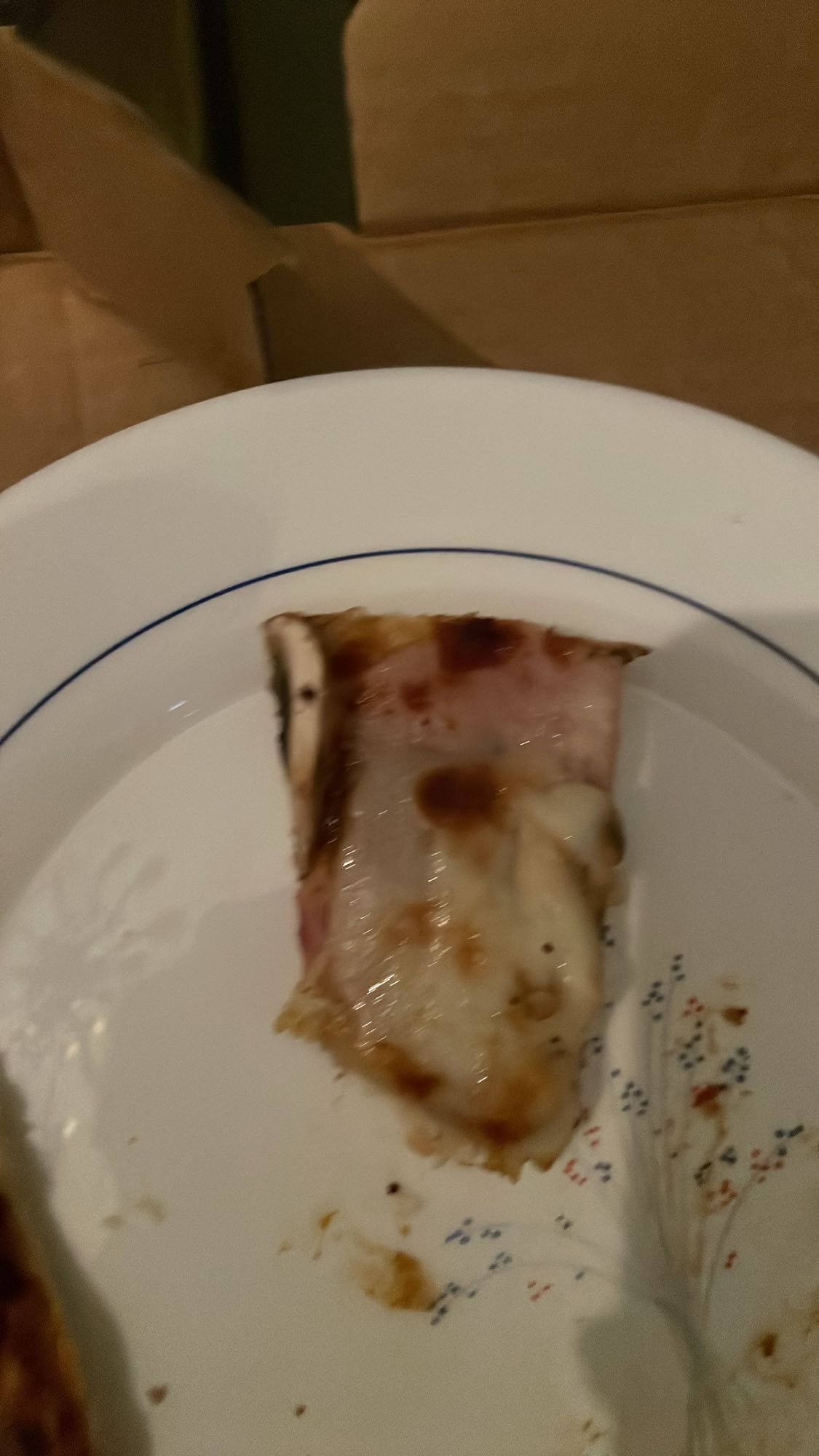 Ham and cheese pizza slice