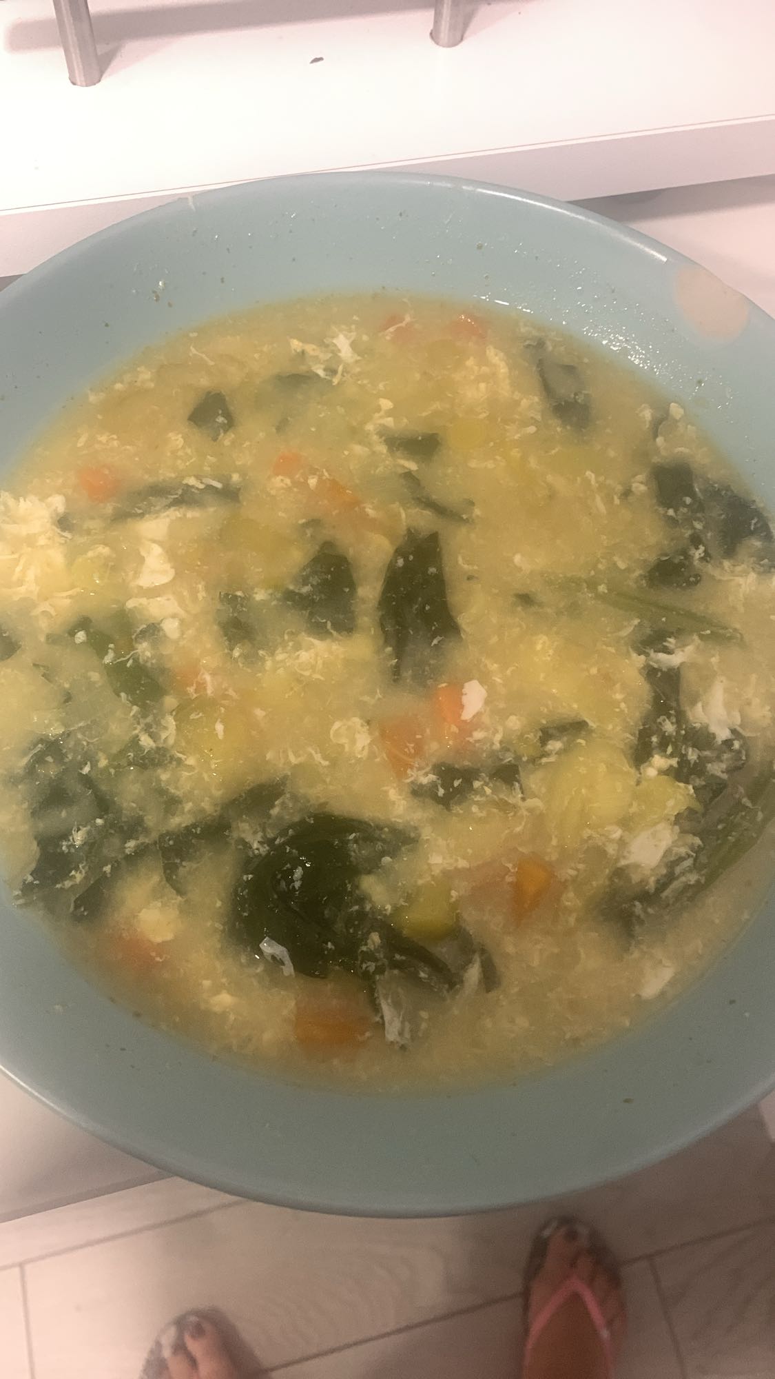 sopa de verduras con huevo