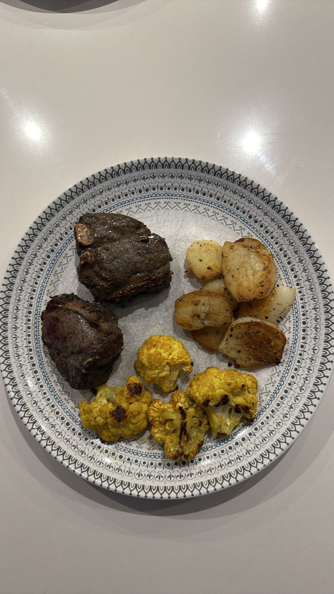 agneau, pommes, chou-fleur
