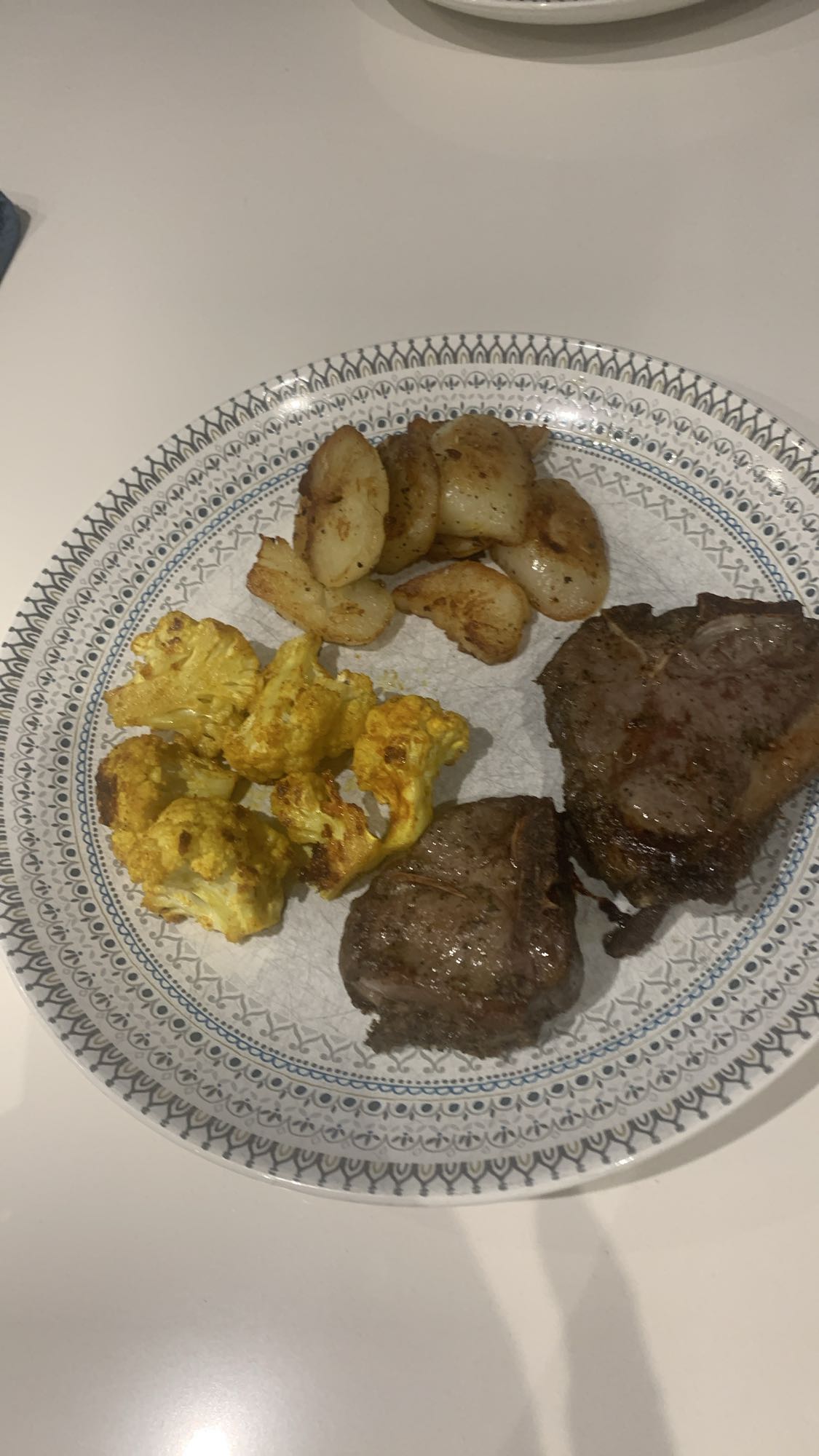 agneau, pommes, chou-fleur
