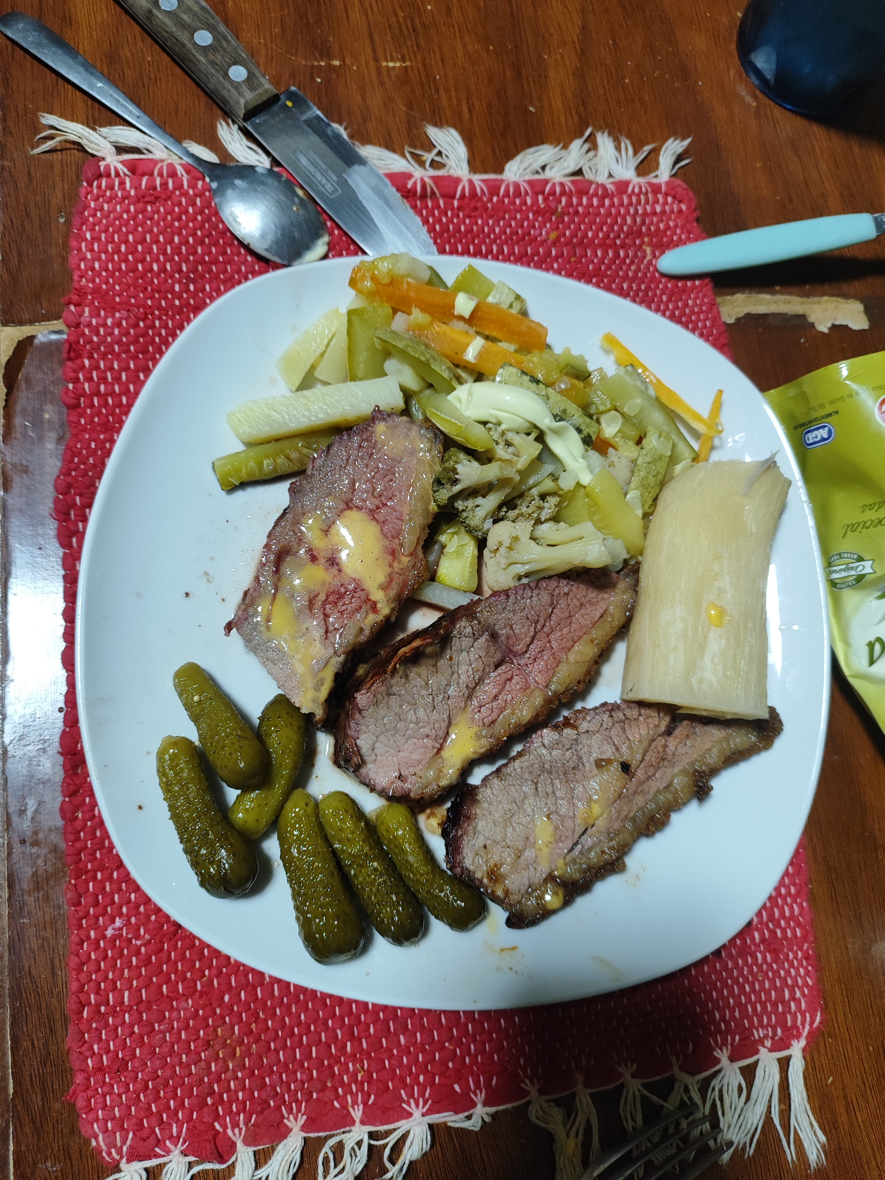 Carne asada con vegetales