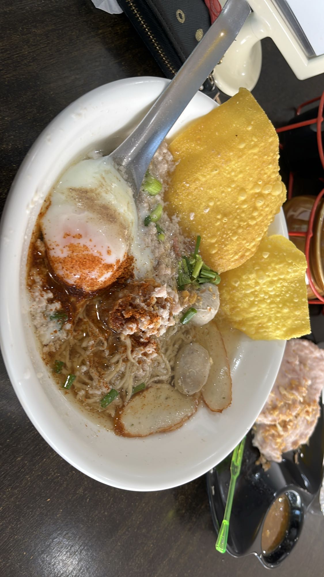 Egg noodle soup with wonton