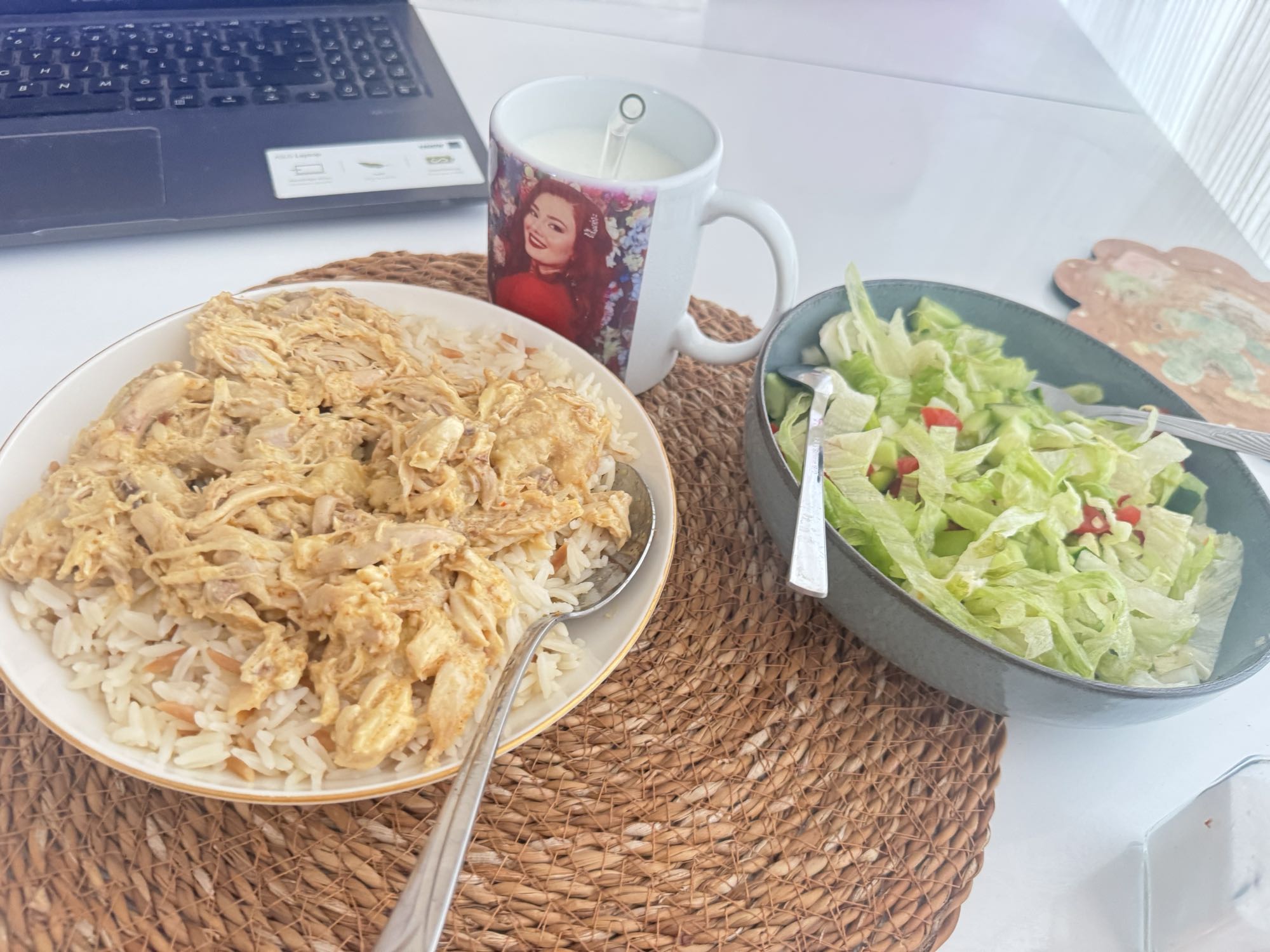 Tavuklu pilav ve salata