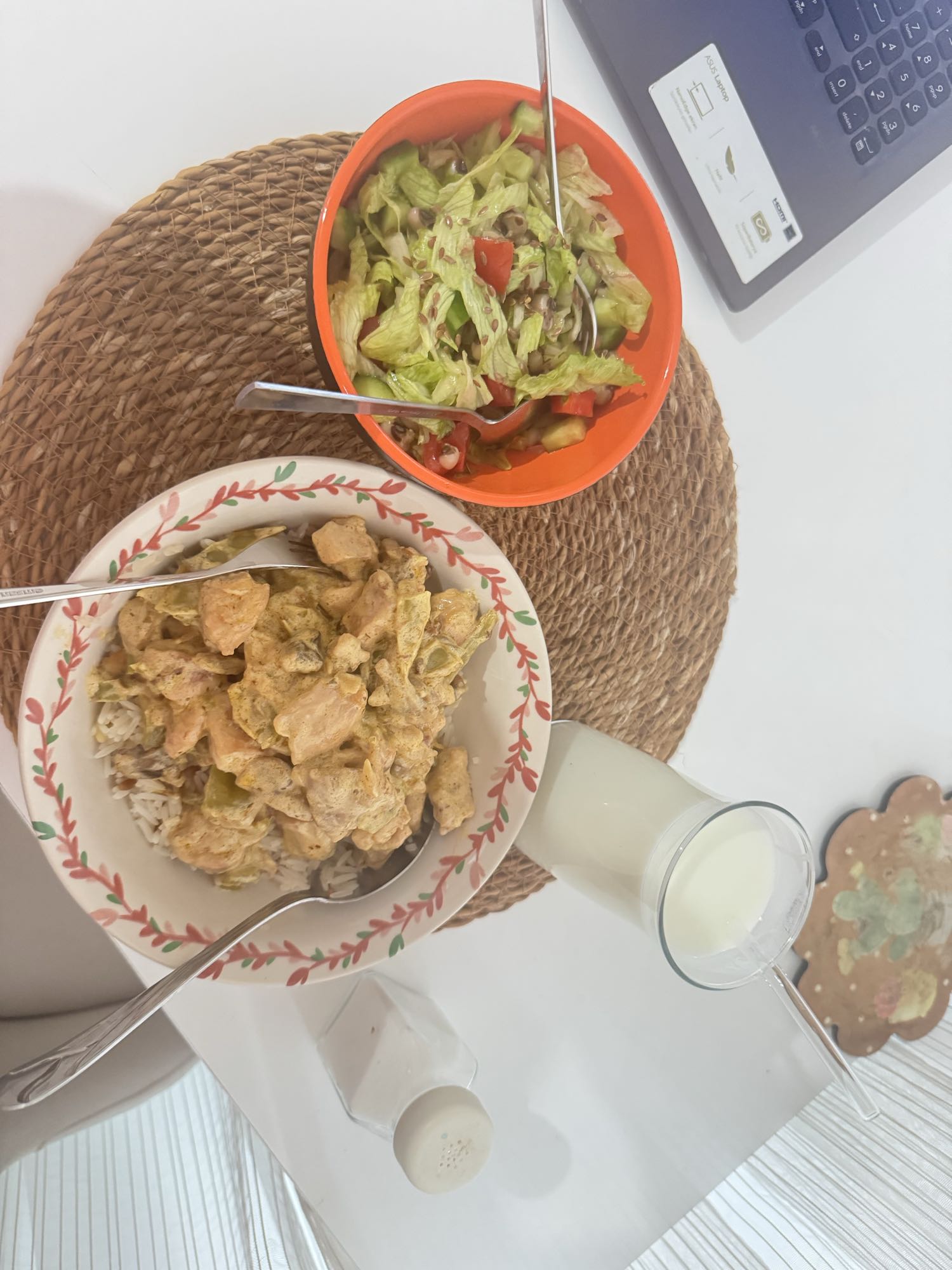 Tavuklu pilav ve salata