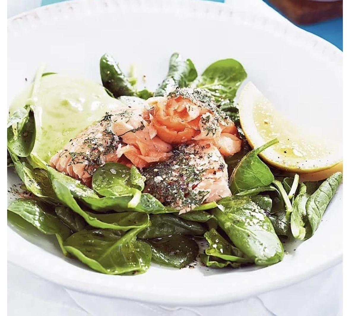 Lax med spenat och citron