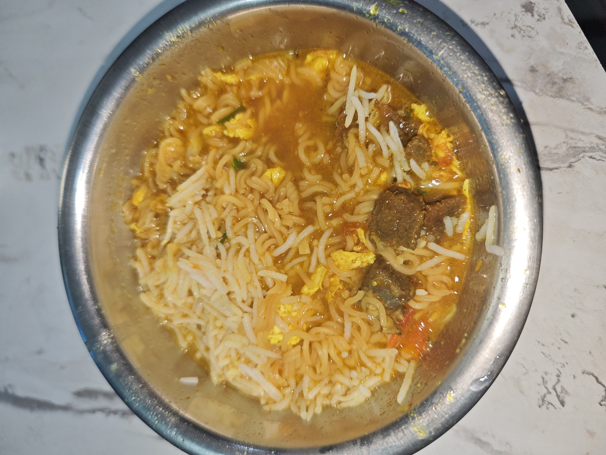 Egg and Meat Noodle Soup