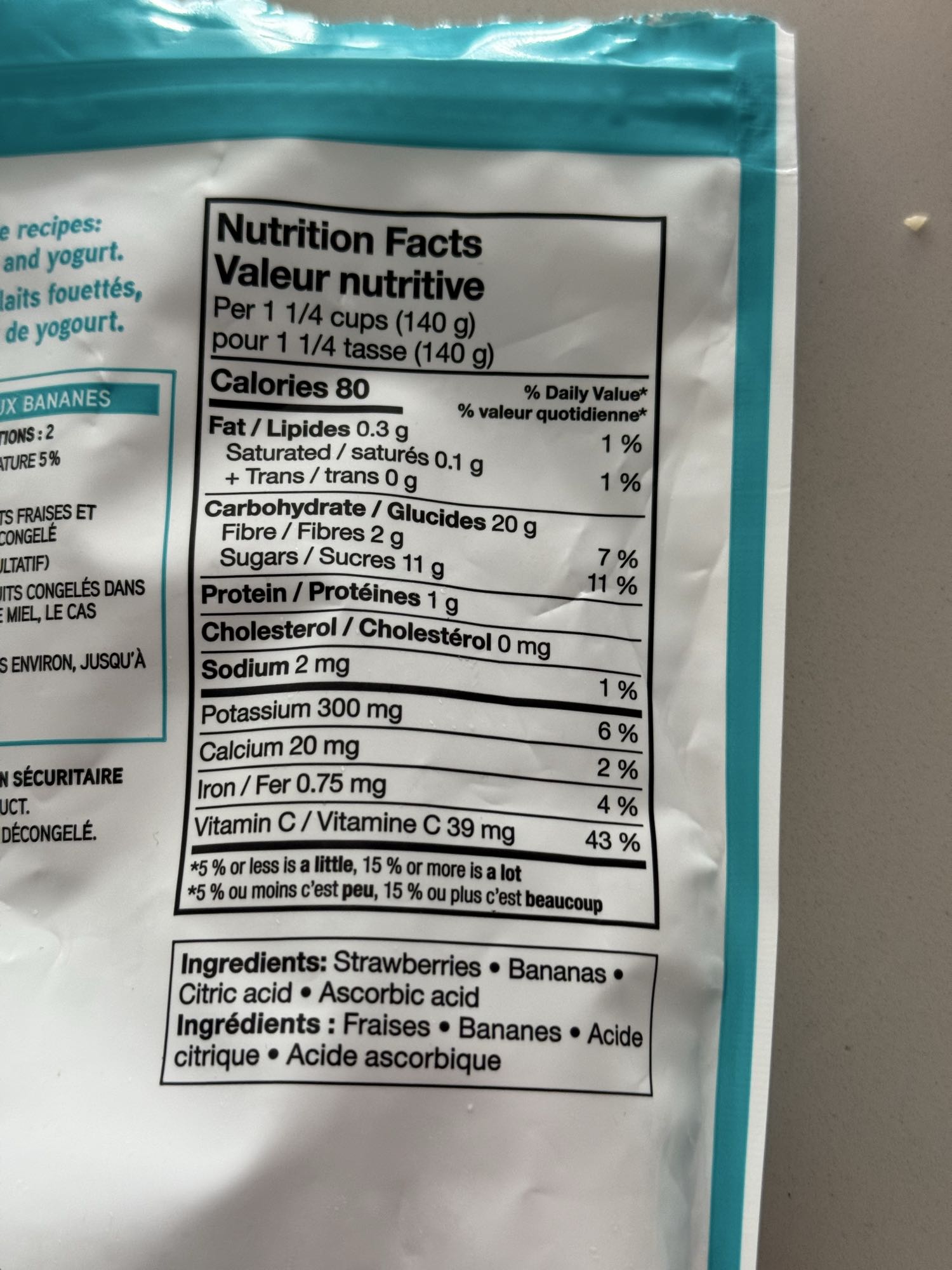 Mélange fraises bananes